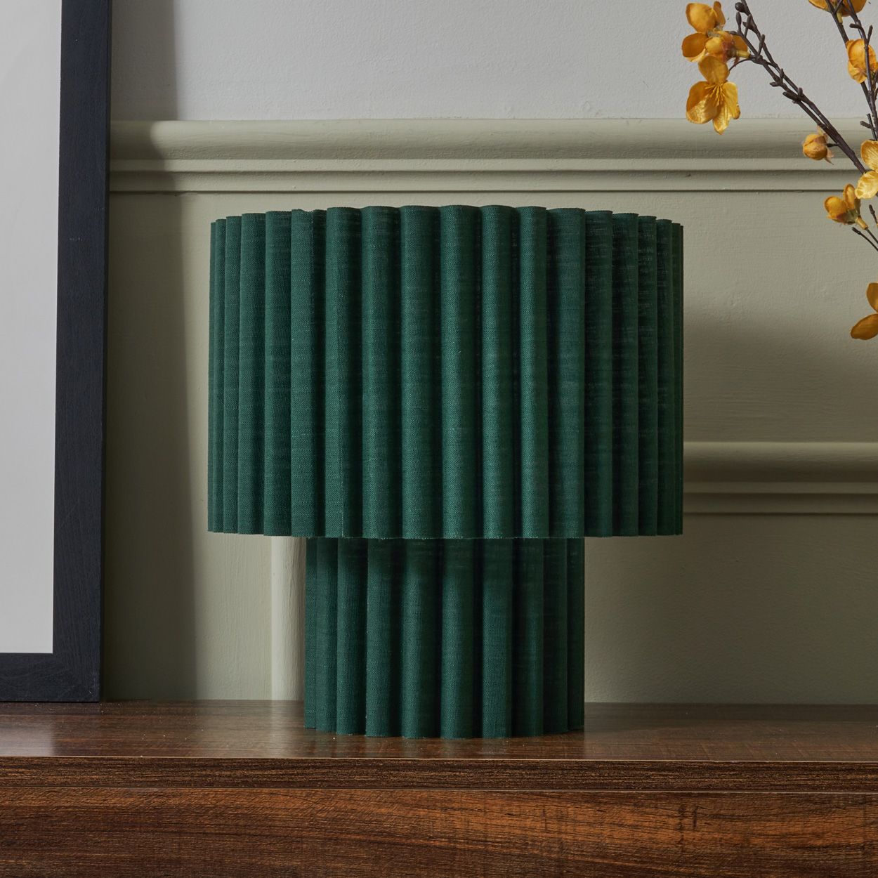 Tallarn Double Shade Pleated Table Lamp Green