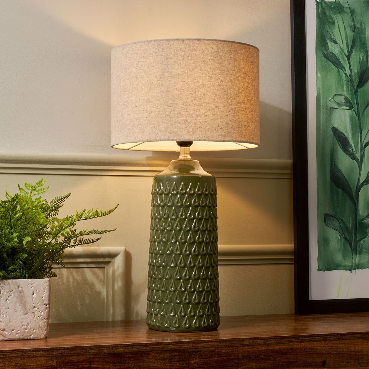 Tenham Ceramic Table Lamp Green