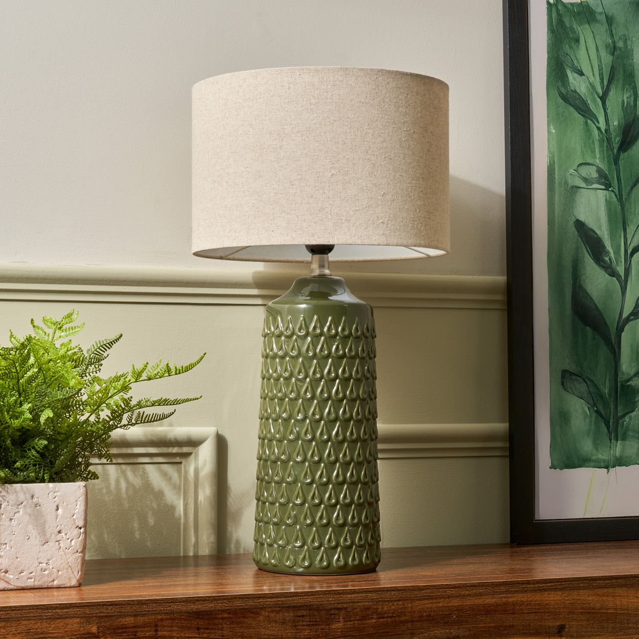 Tenham Ceramic Table Lamp Green