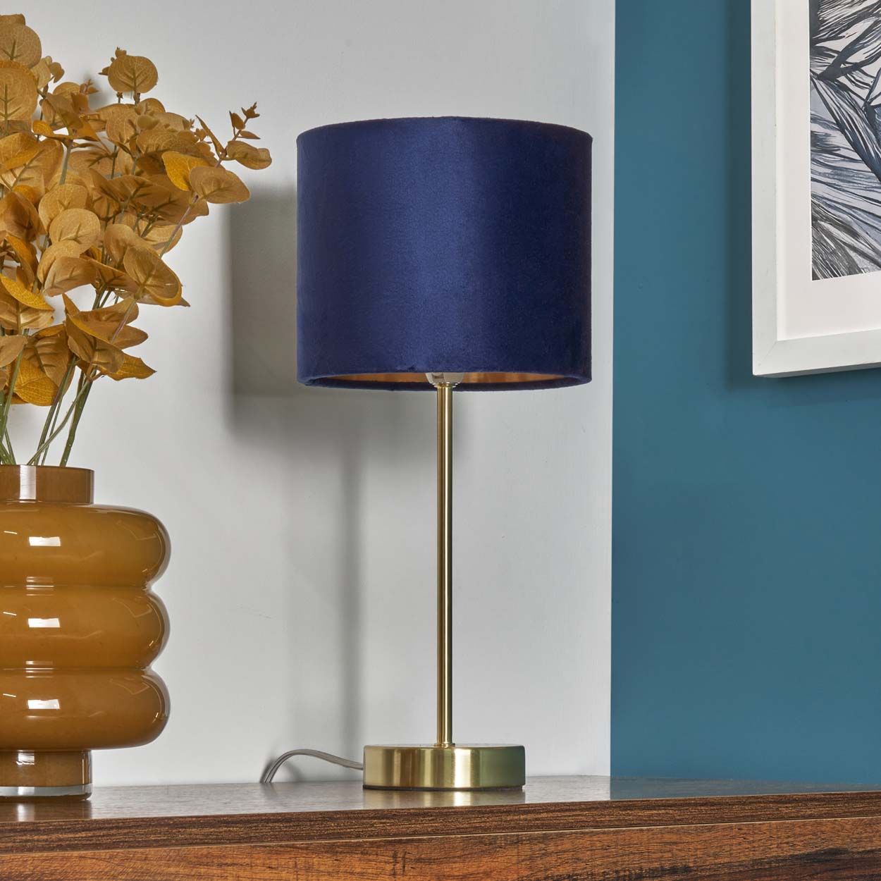 Ersham Velvet Table Lamp Navy