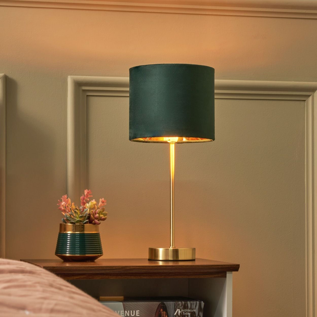 Ersham Velvet Table Lamp Green