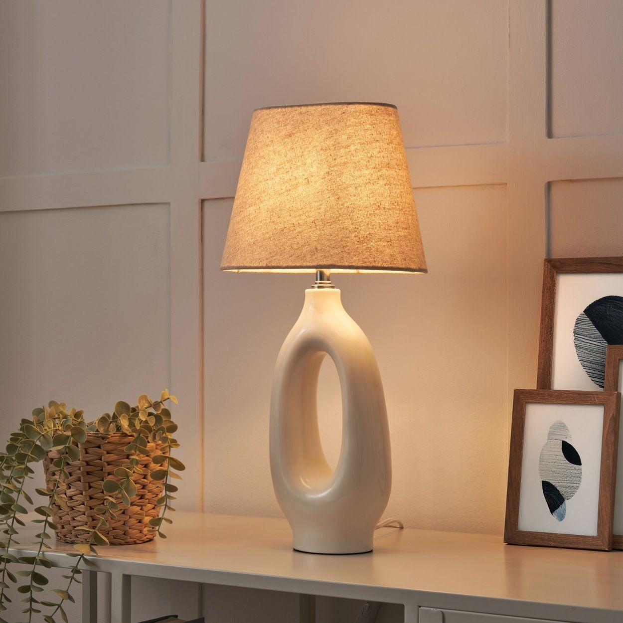 Colbrook Seeded Cotton Shade Table Lamp Cream