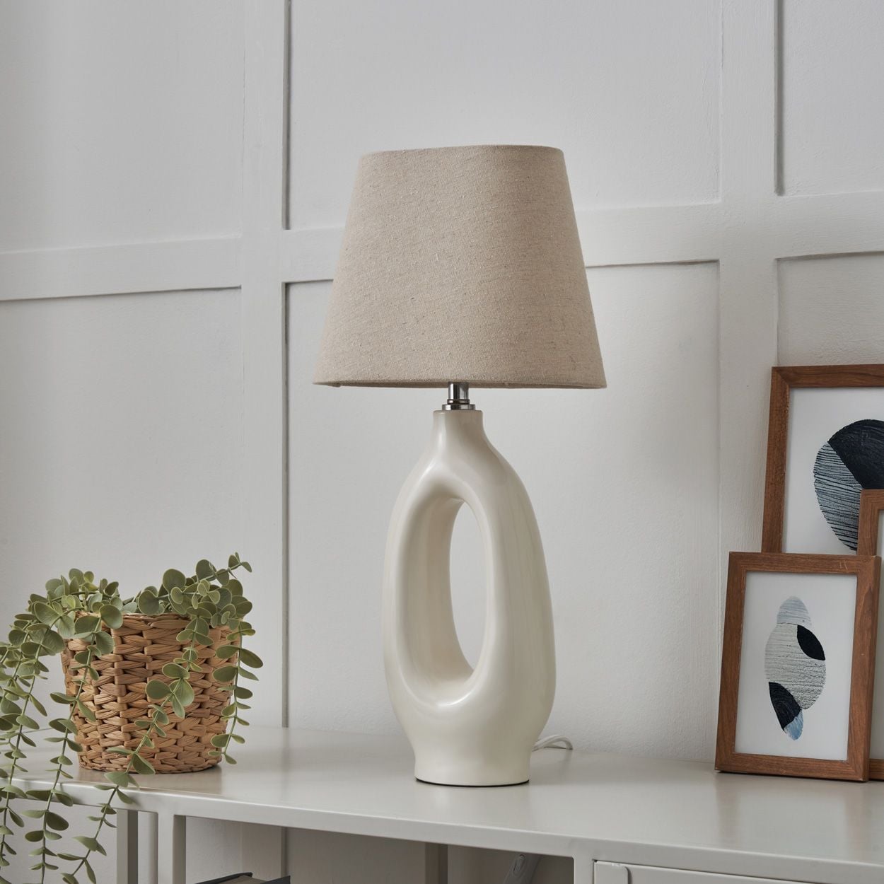 Colbrook Seeded Cotton Shade Table Lamp Cream