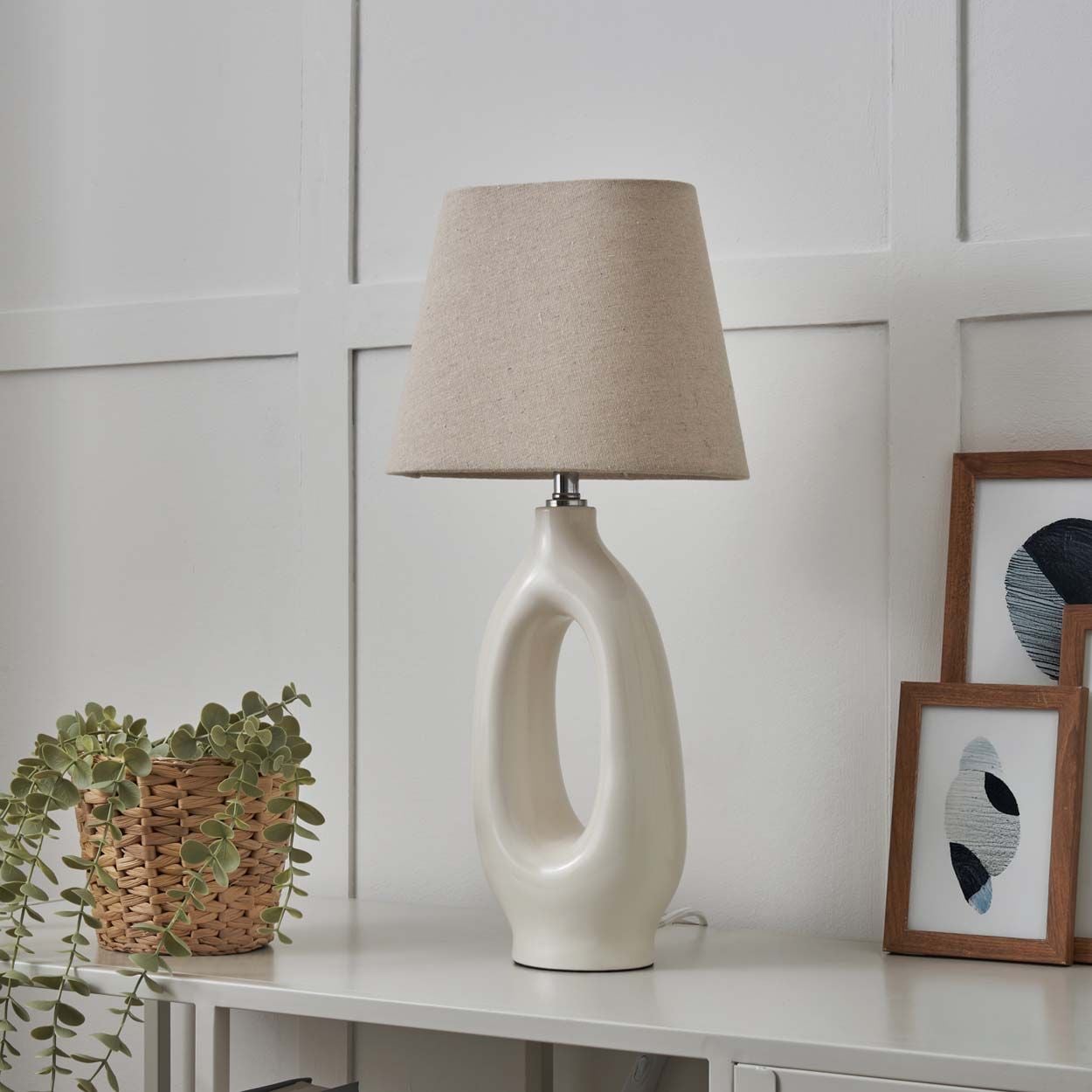 Colbrook Seeded Cotton Shade Table Lamp Cream