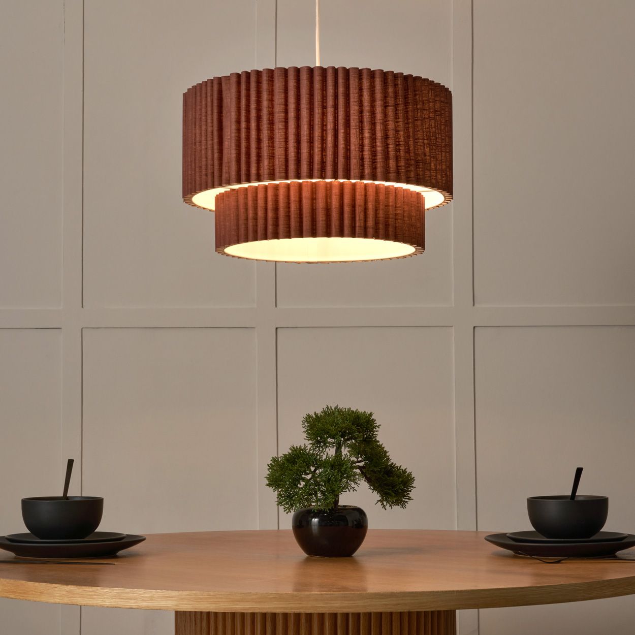 Tallarn Double Tier Pleated Shade Brown