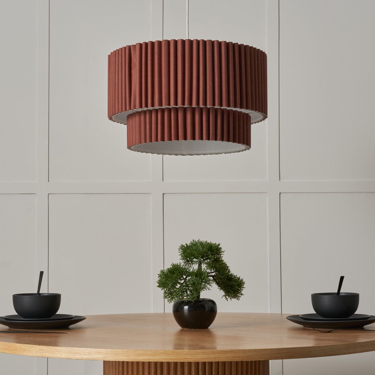Tallarn Double Tier Pleated Shade Brown