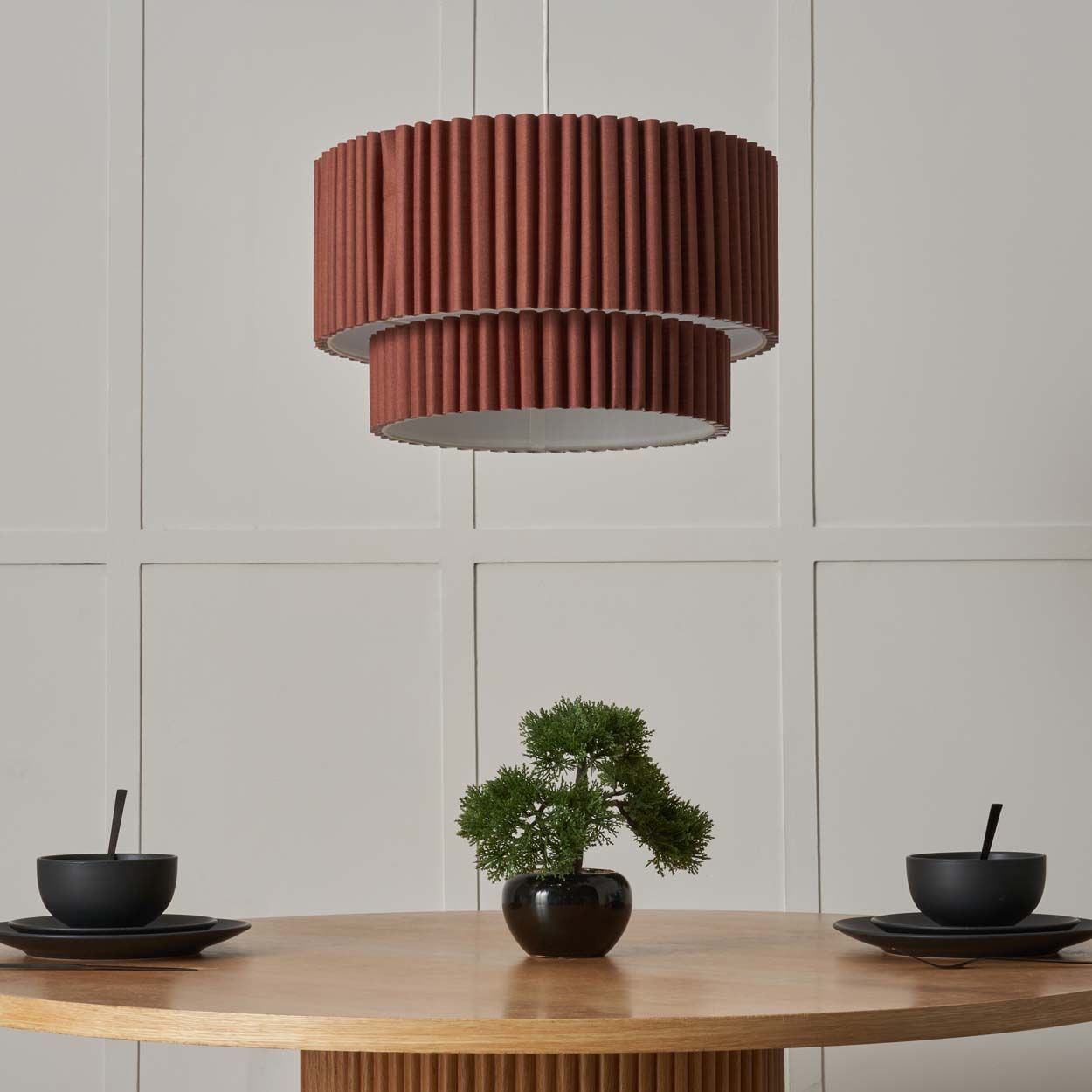 Tallarn Double Tier Pleated Shade Brown