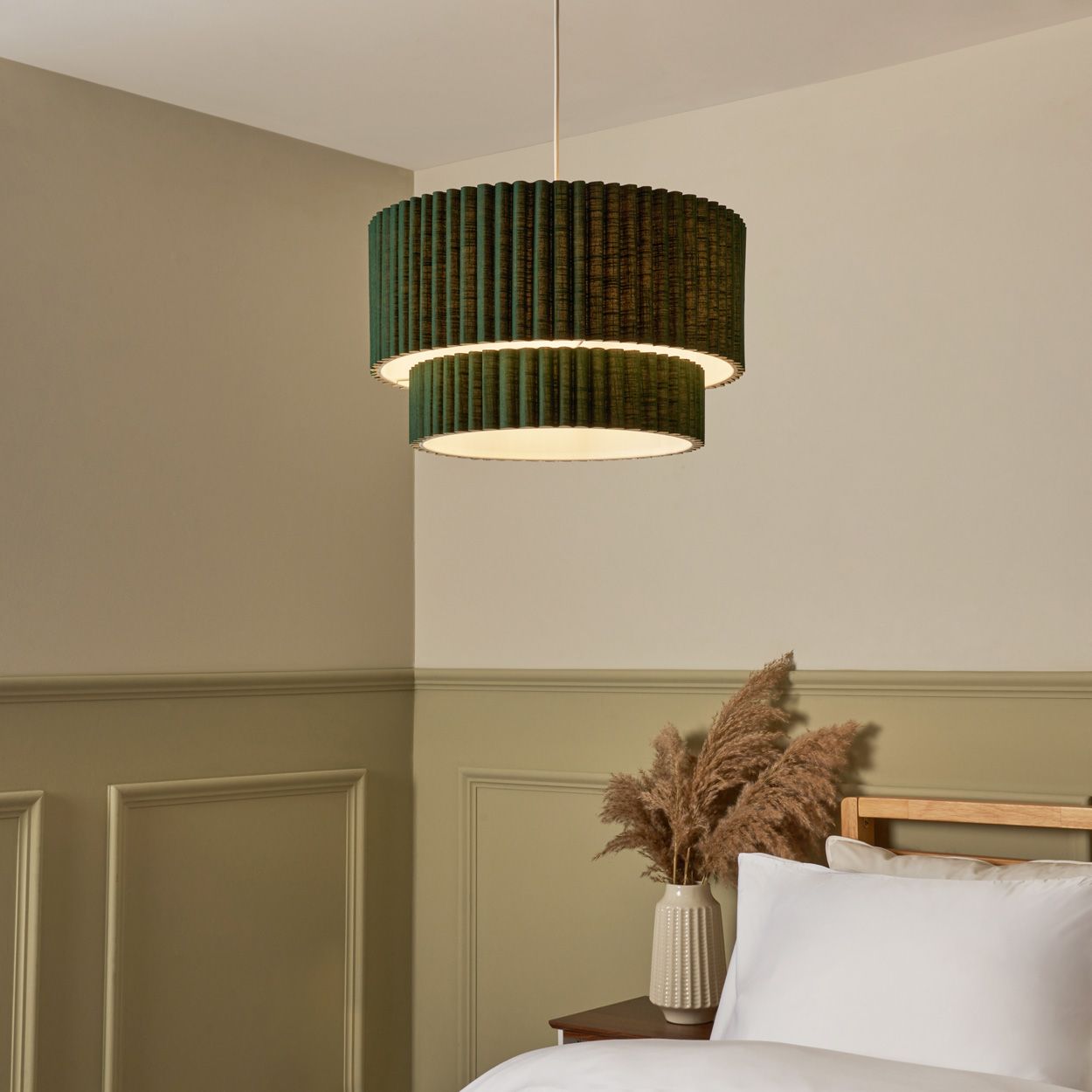 Tallarn Double Tier Pleated Shade Green