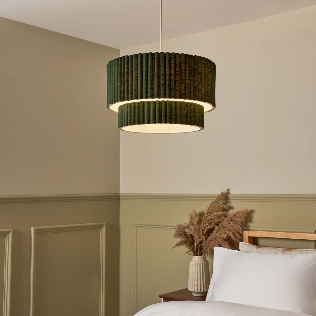 Tallarn Double Tier Pleated Shade Green