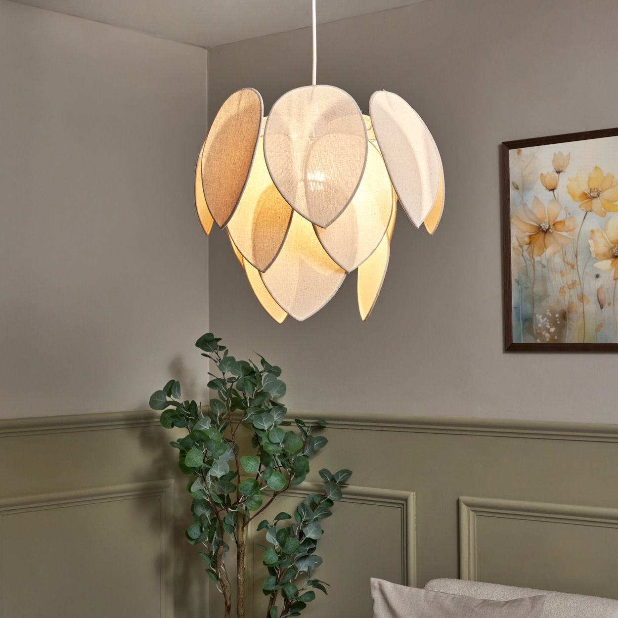 Moulton Leaf Fabric Shade Natural