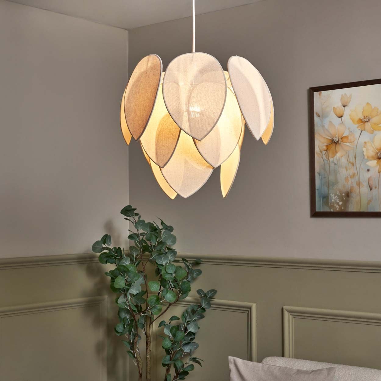 Moulton Leaf Fabric Shade Natural