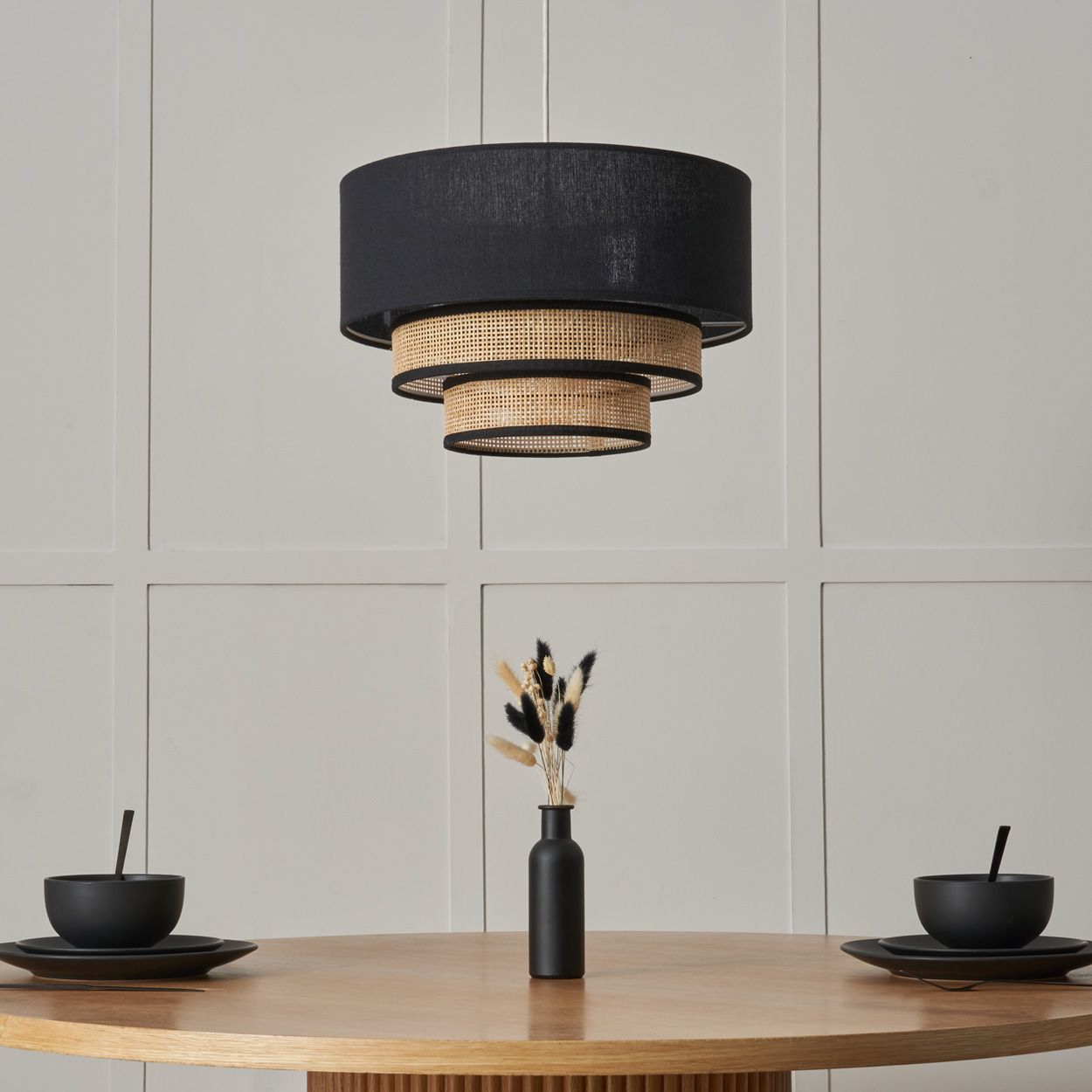 Aston 3 Tier Rattan Shade Grey Natural