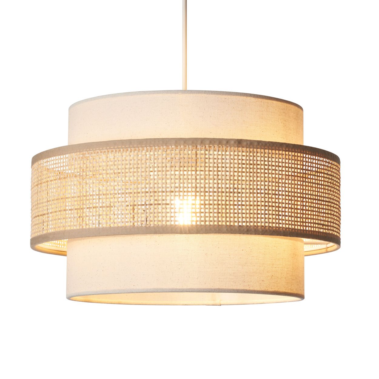 Kealey 3 Tier Rattan Seeded Cotton Shade Natural