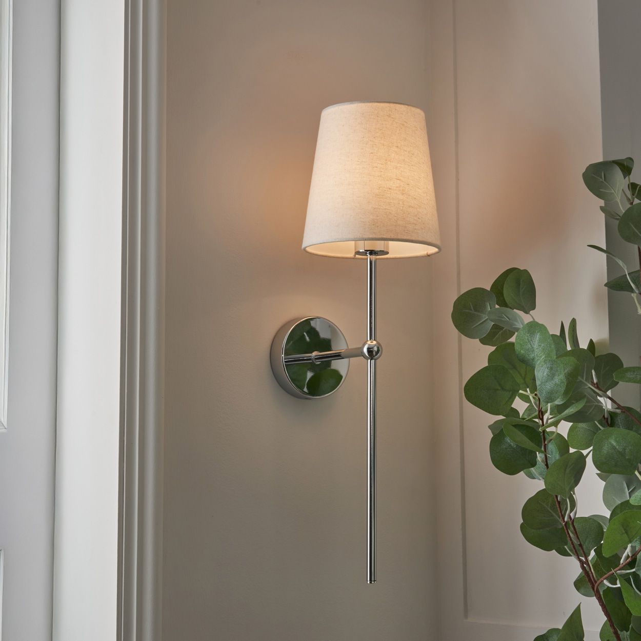 Austell Usb-C Rechargeable Shaded Wall Light Chrme