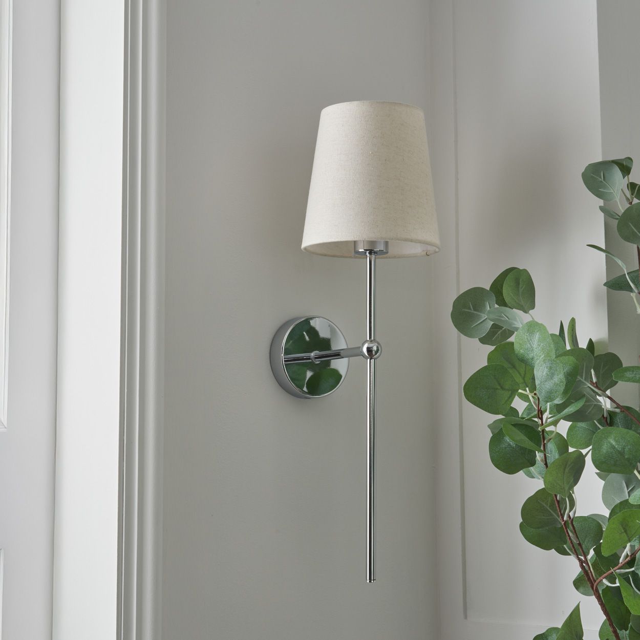 Austell Usb-C Rechargeable Shaded Wall Light Chrme