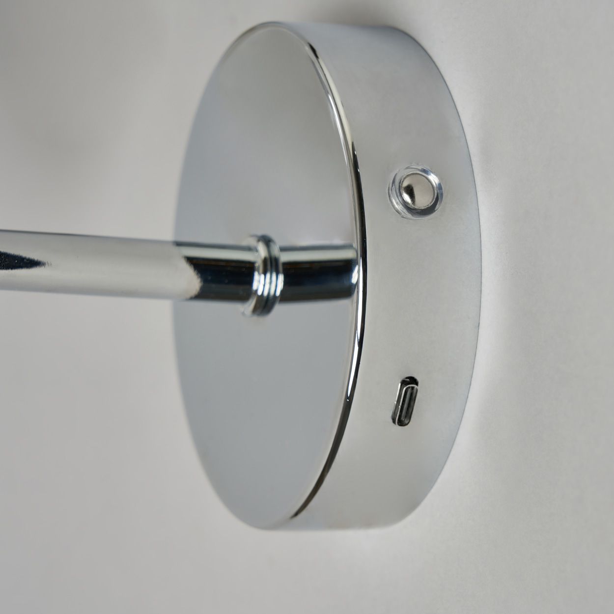 Austell Usb-C Rechargeable Shaded Wall Light Chrme