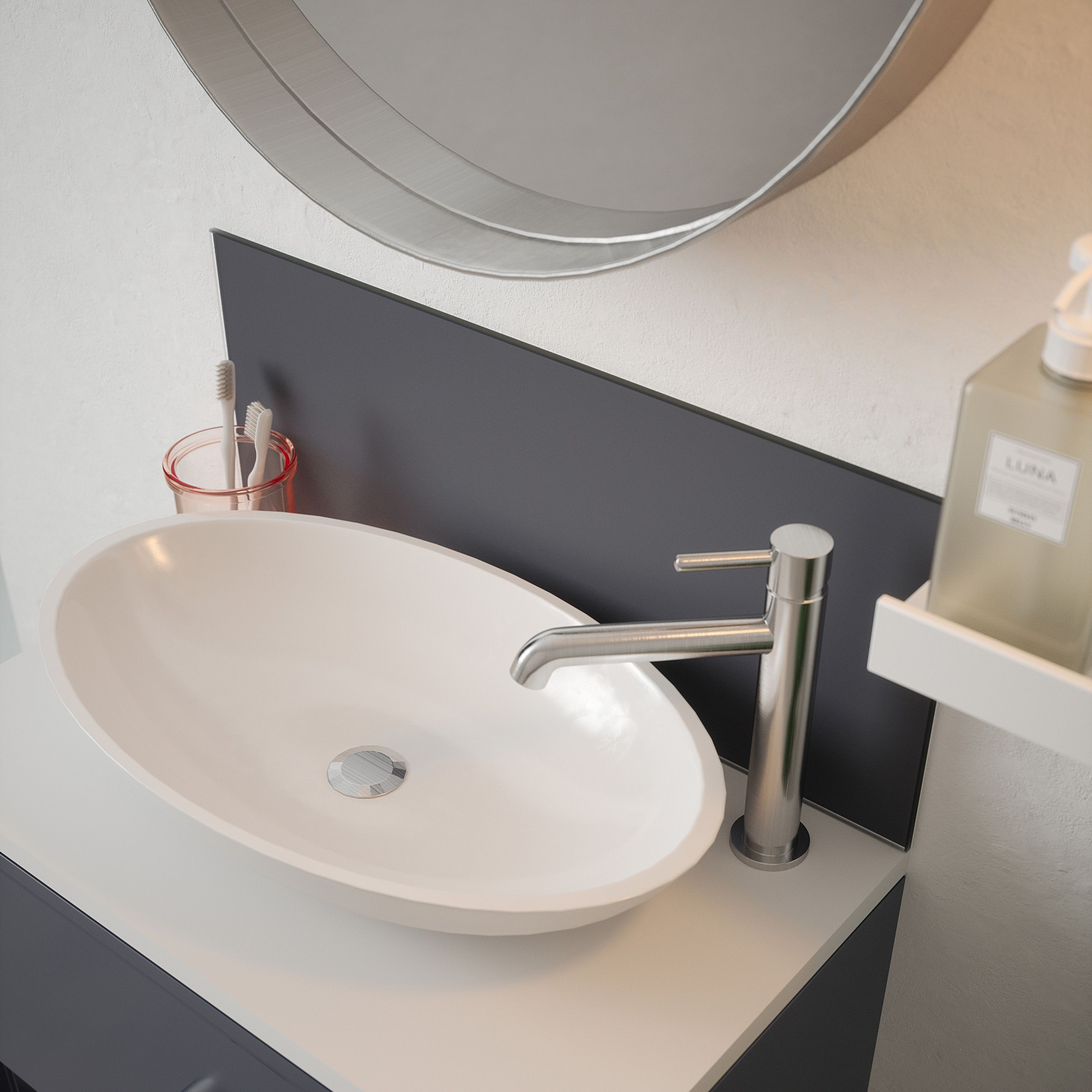 Charcoal Glass Bathroom Splashback 250x500mm