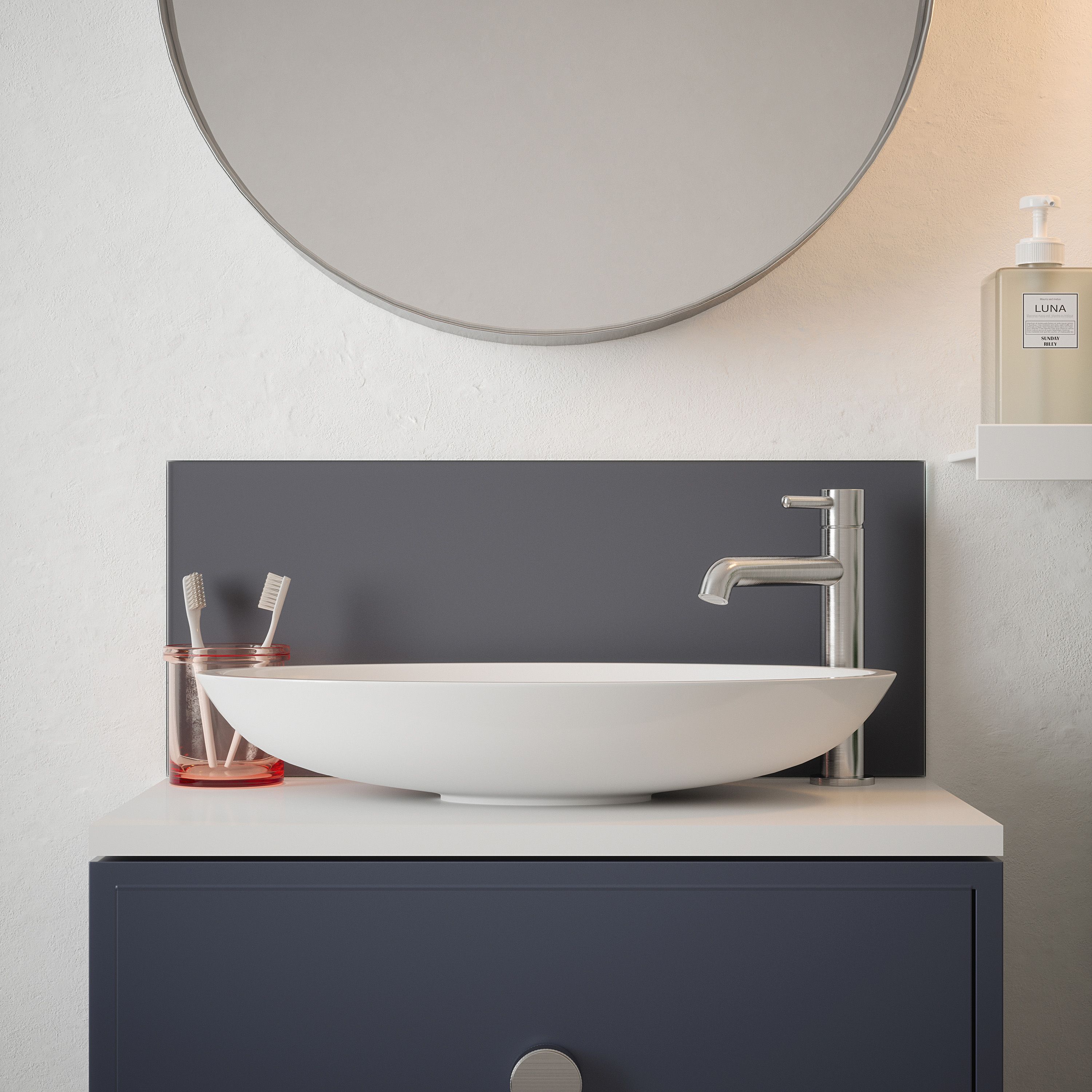 Charcoal Glass Bathroom Splashback 250x600mm