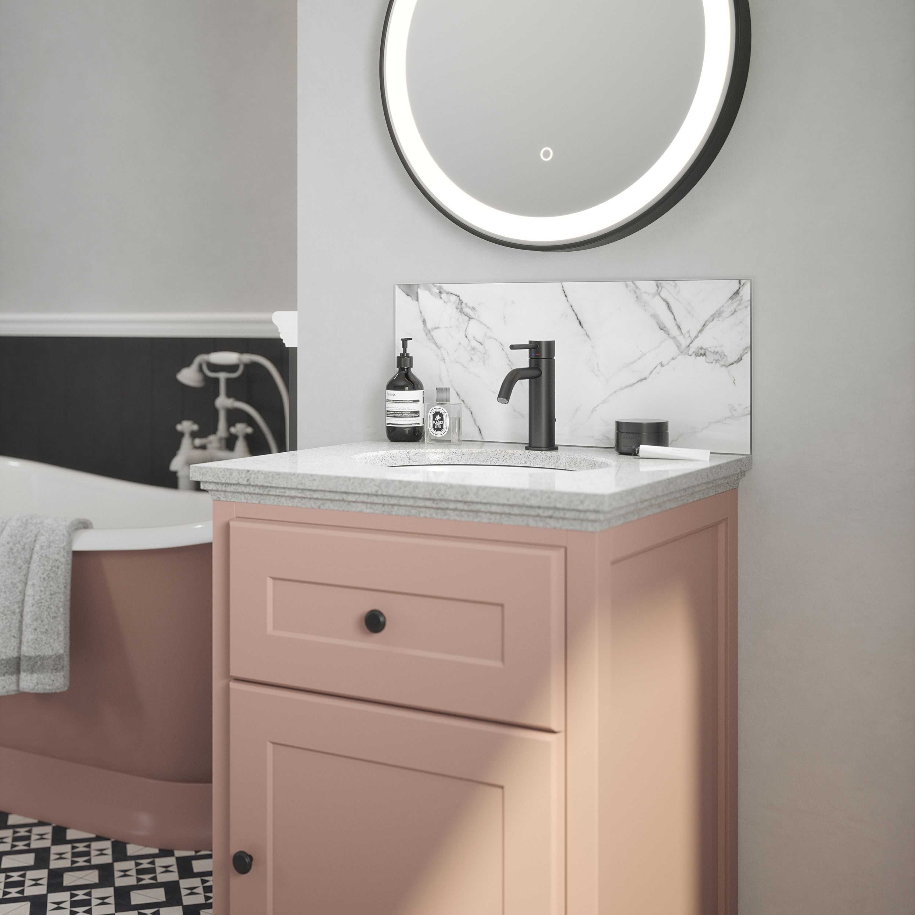 Carrara Marble Glass Bathroom Splashback 250x600mm