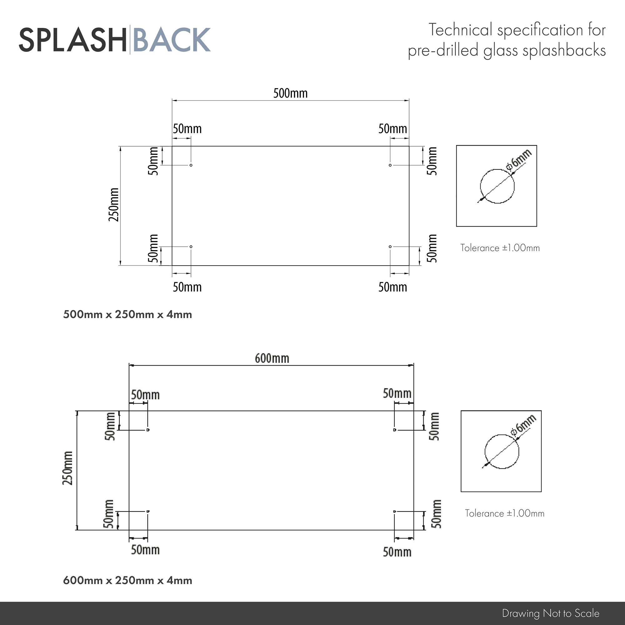 Clear Glass Bathroom Splashback Brushed 250x500mm