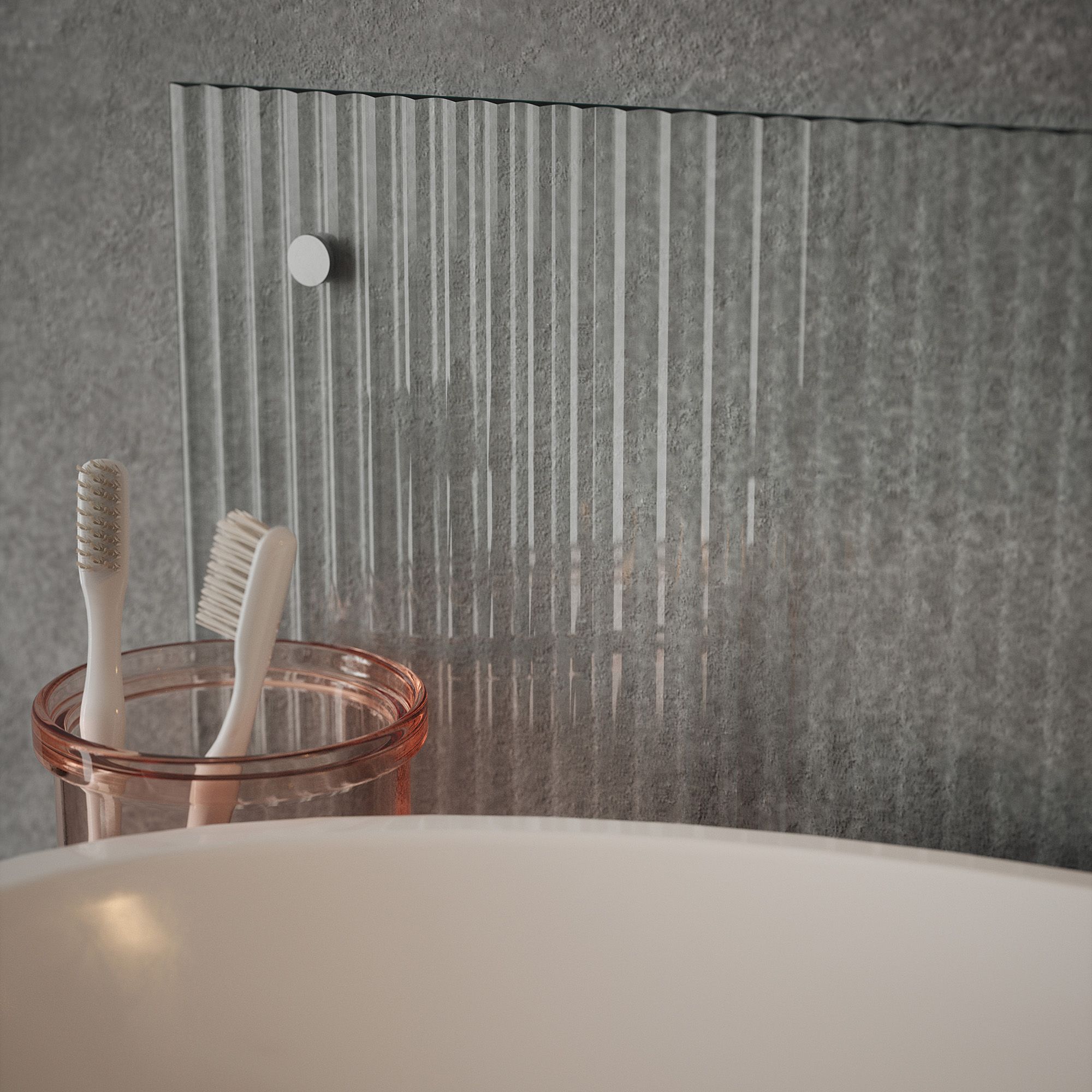 Clear Fluted Glass B'room S'back Brushed 250x600mm