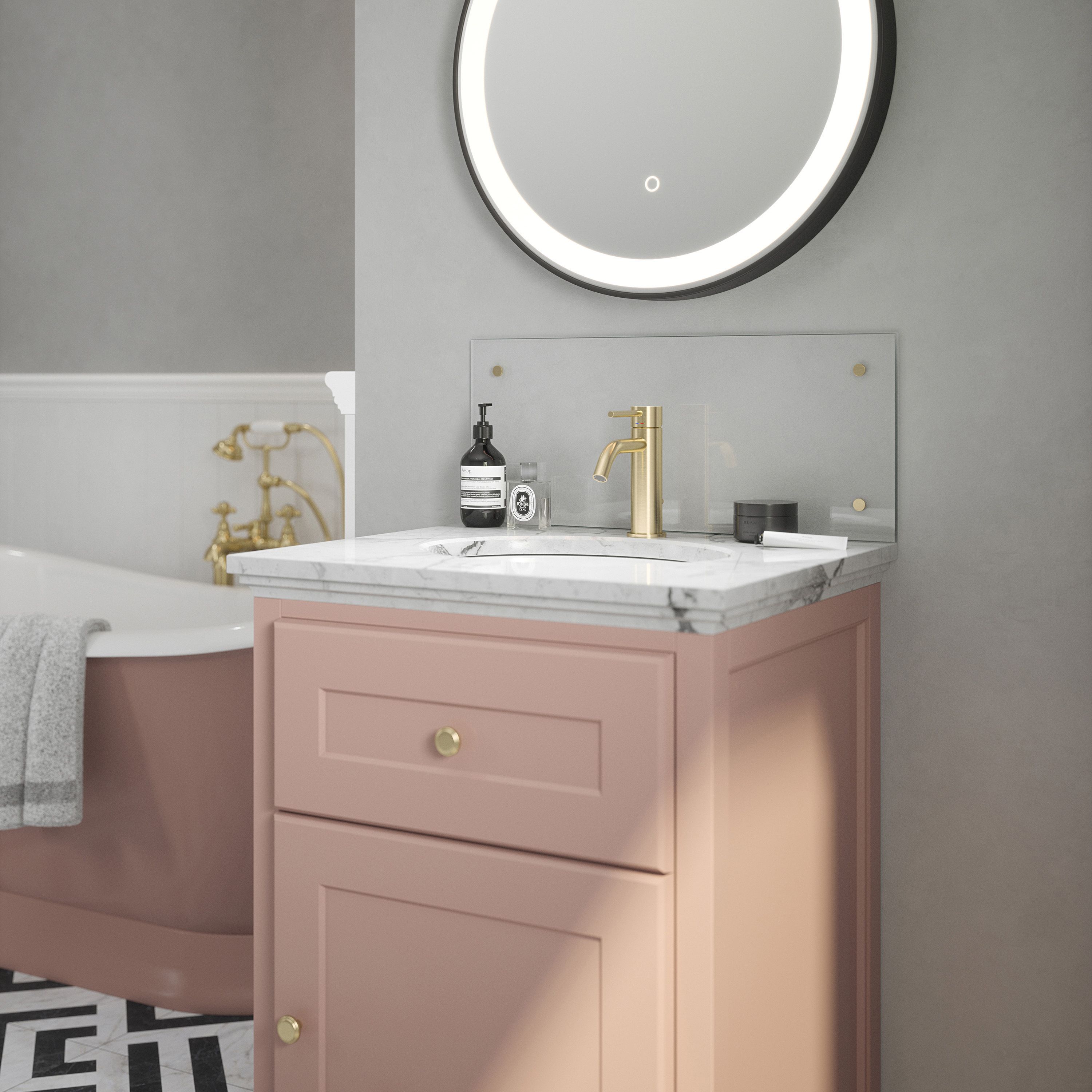 Clear Glass B'room S'back B Brass 250x600mm