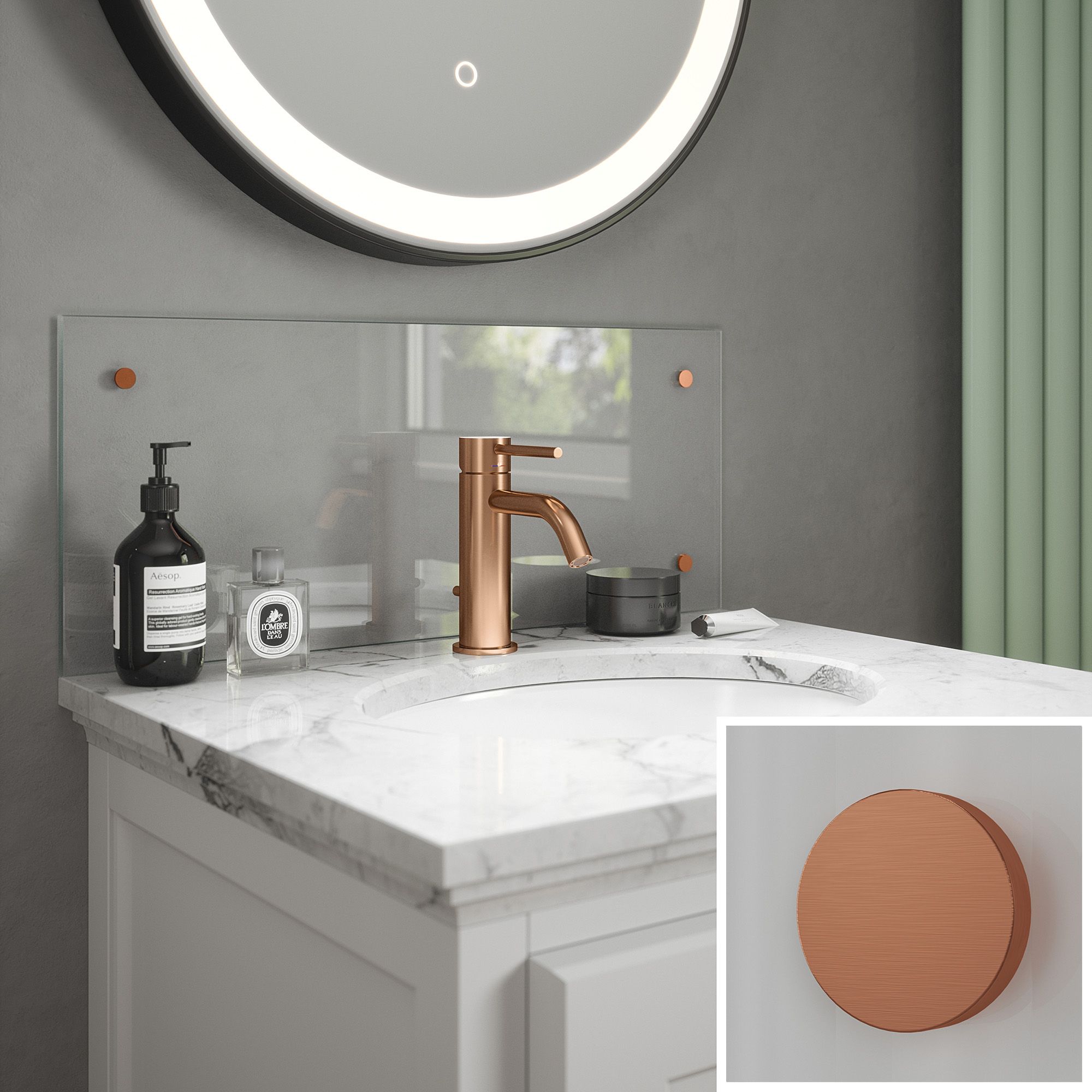 Clear Glass Splashback B Copper 250x500mm