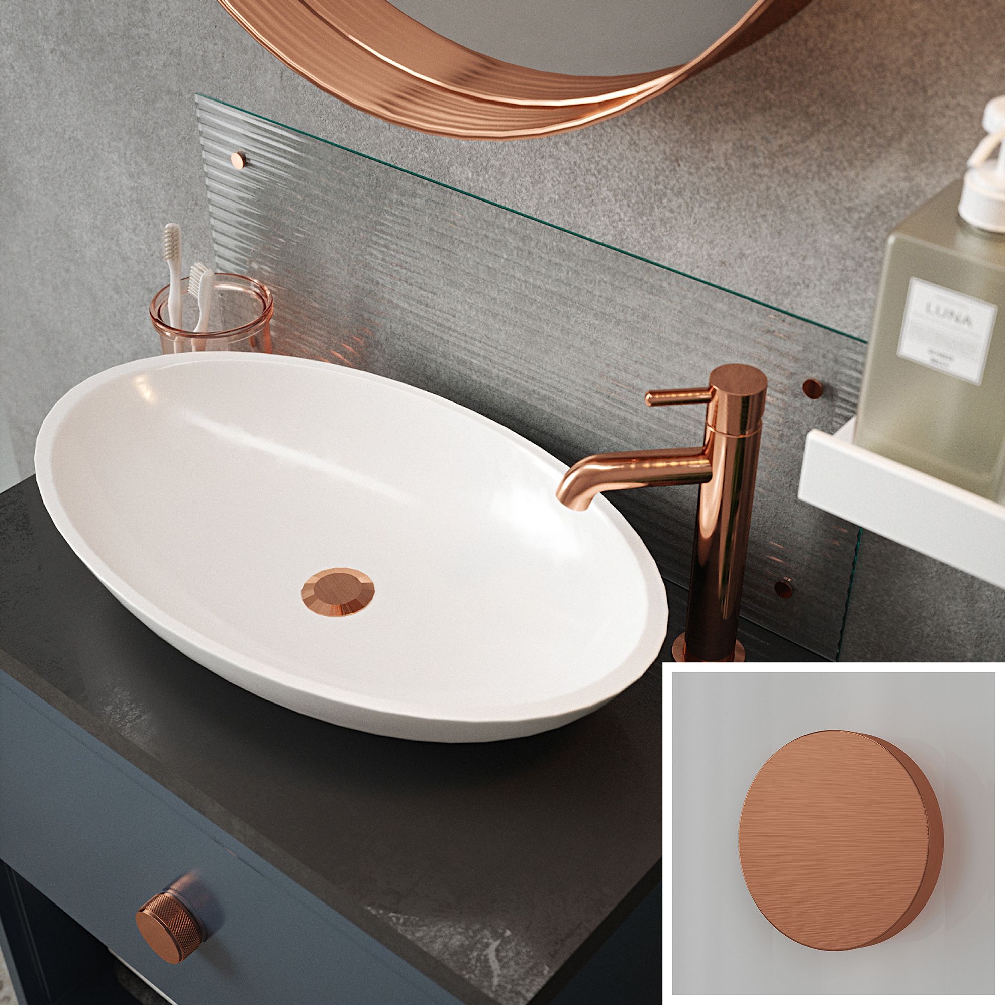 Clear Fluted Glass Splashback B Copper 250x600mm