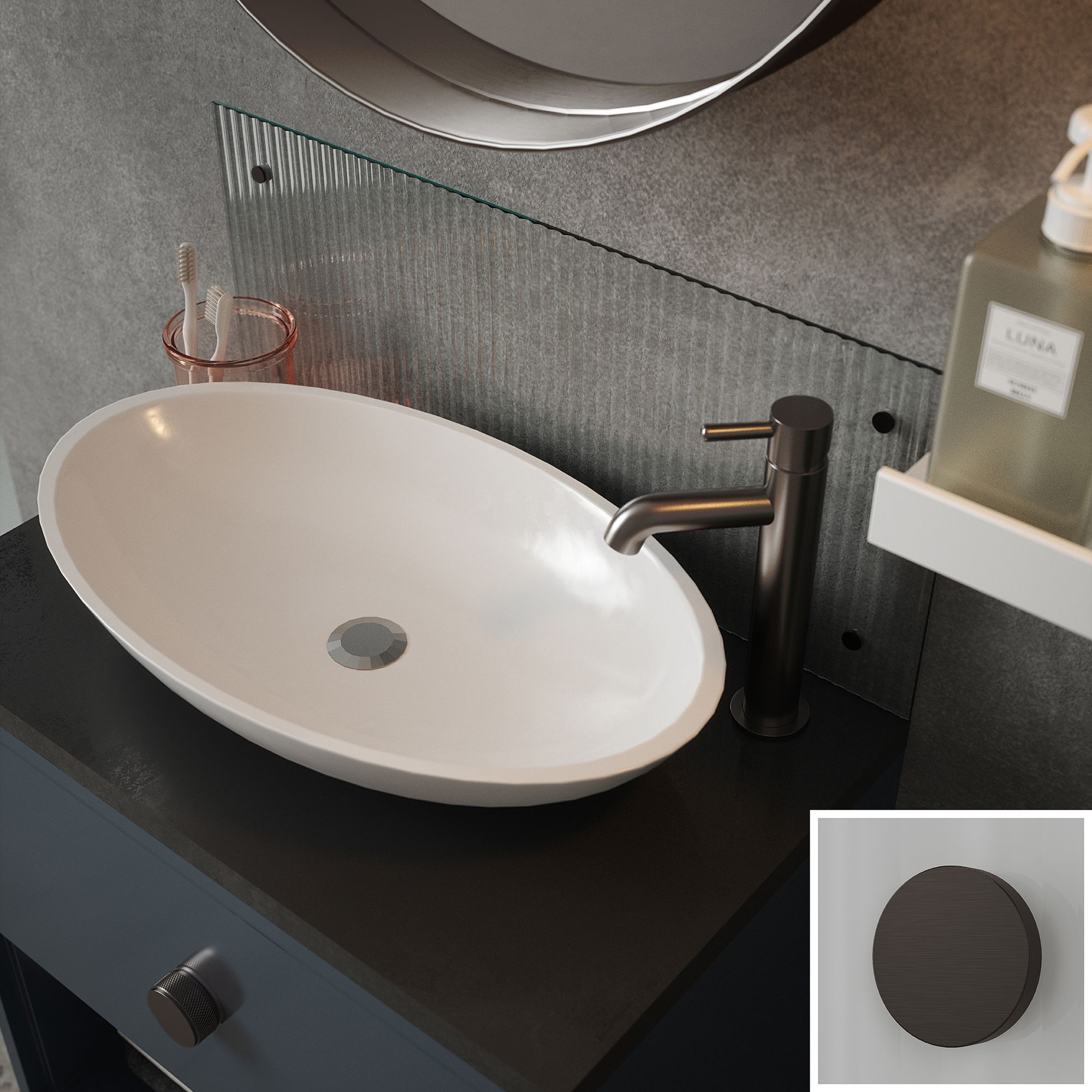 Clear Fluted Glass Splashback Bronze 250x600mm