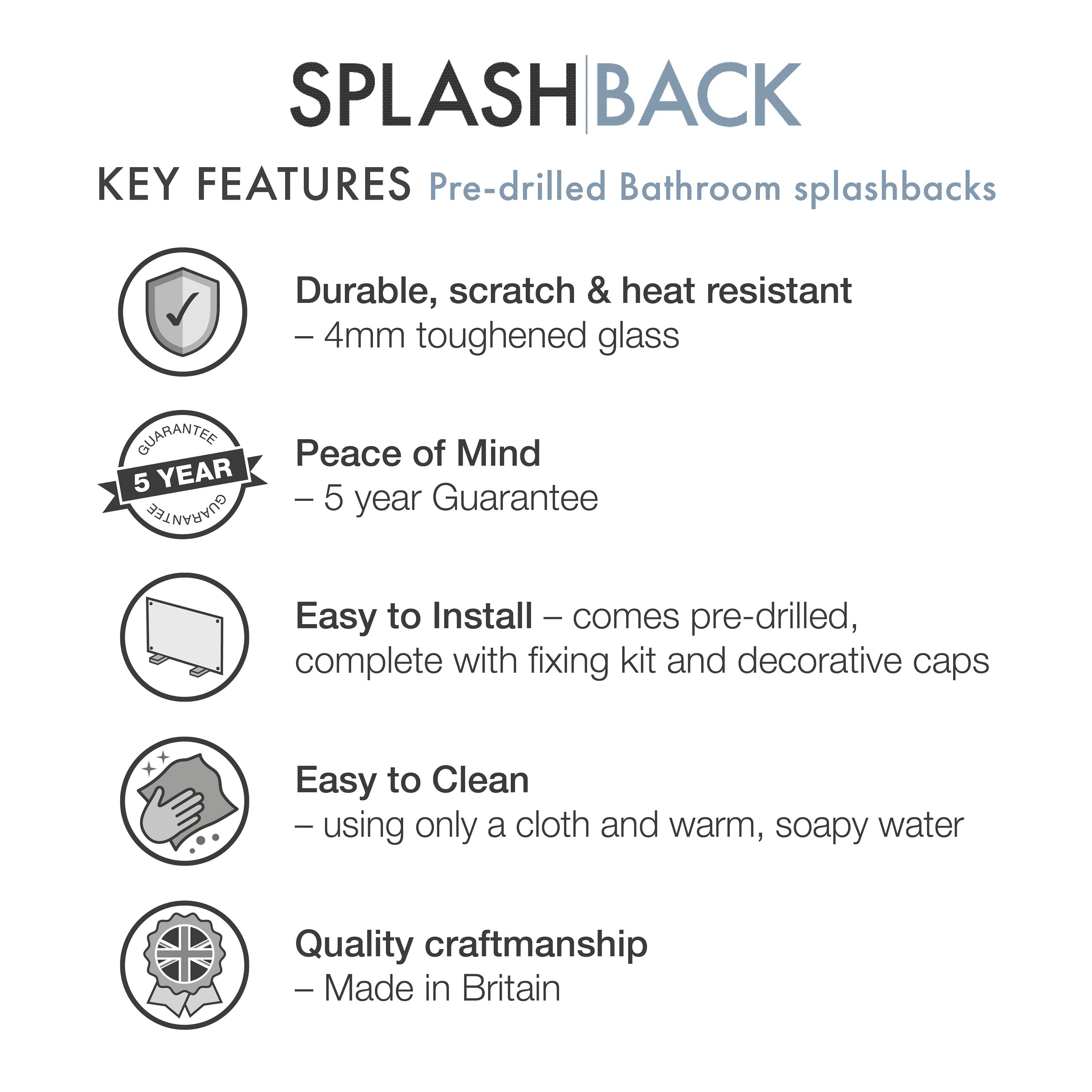 Clear Glass Splashback Matt Black 250x600mm