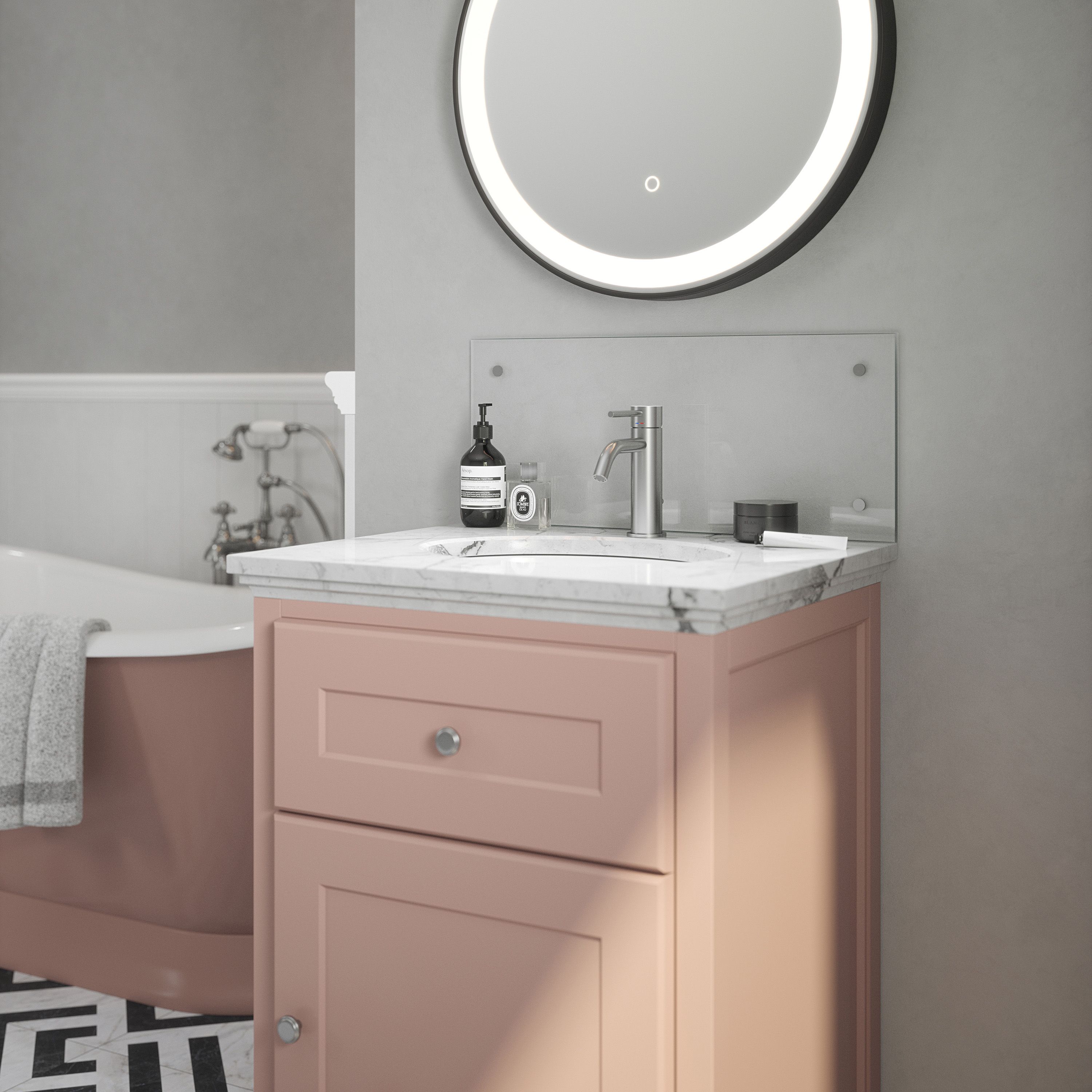 Clear Glass Splashback Satin Chrome 250x500mm