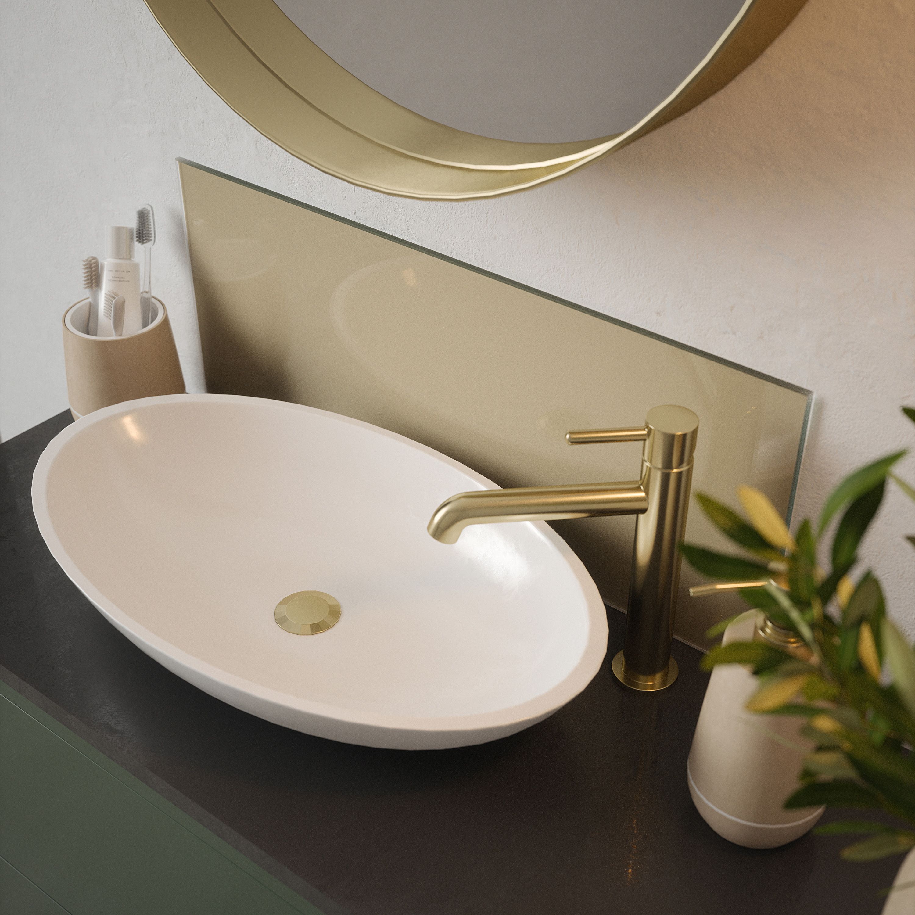 Light Gold Glass Bathroom Splashback 250x600mm