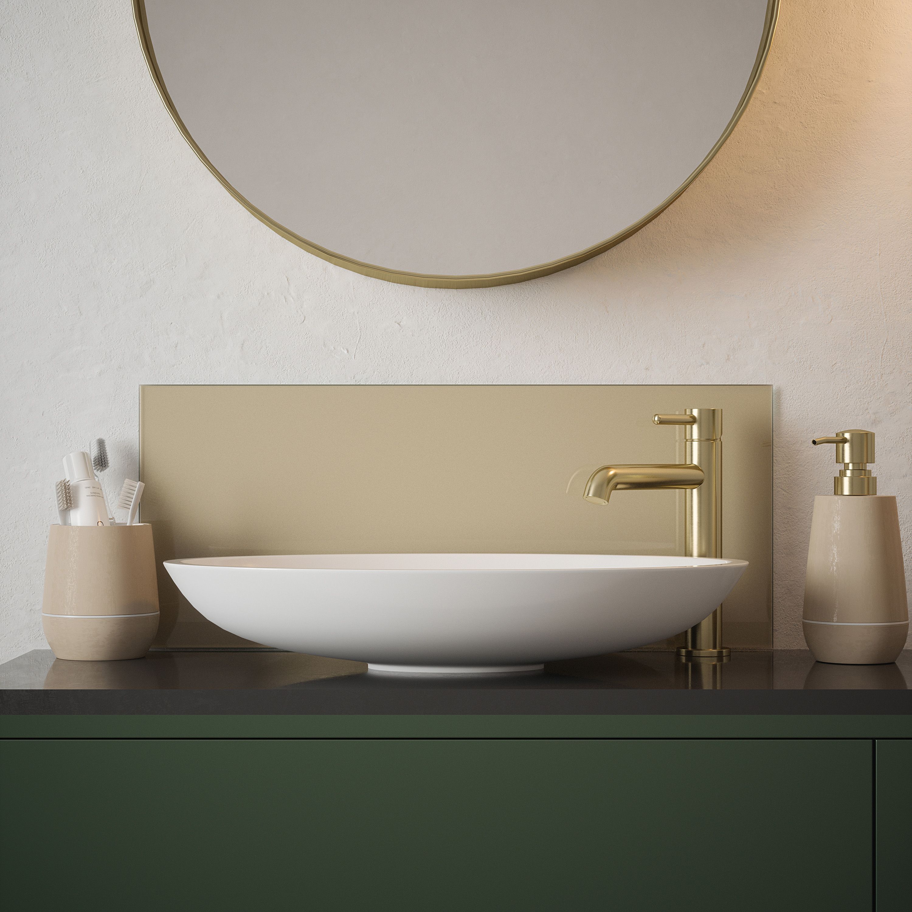 Light Gold Glass Bathroom Splashback 250x600mm