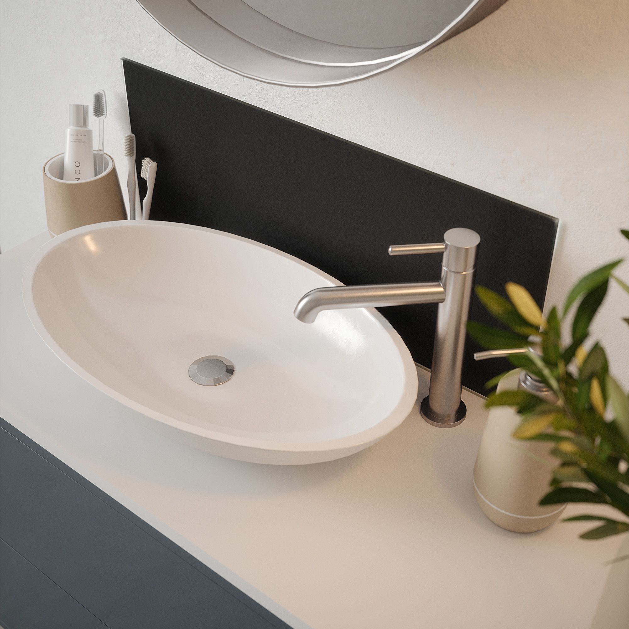 Matt Black Glass Bathroom Splashback 250x600mm