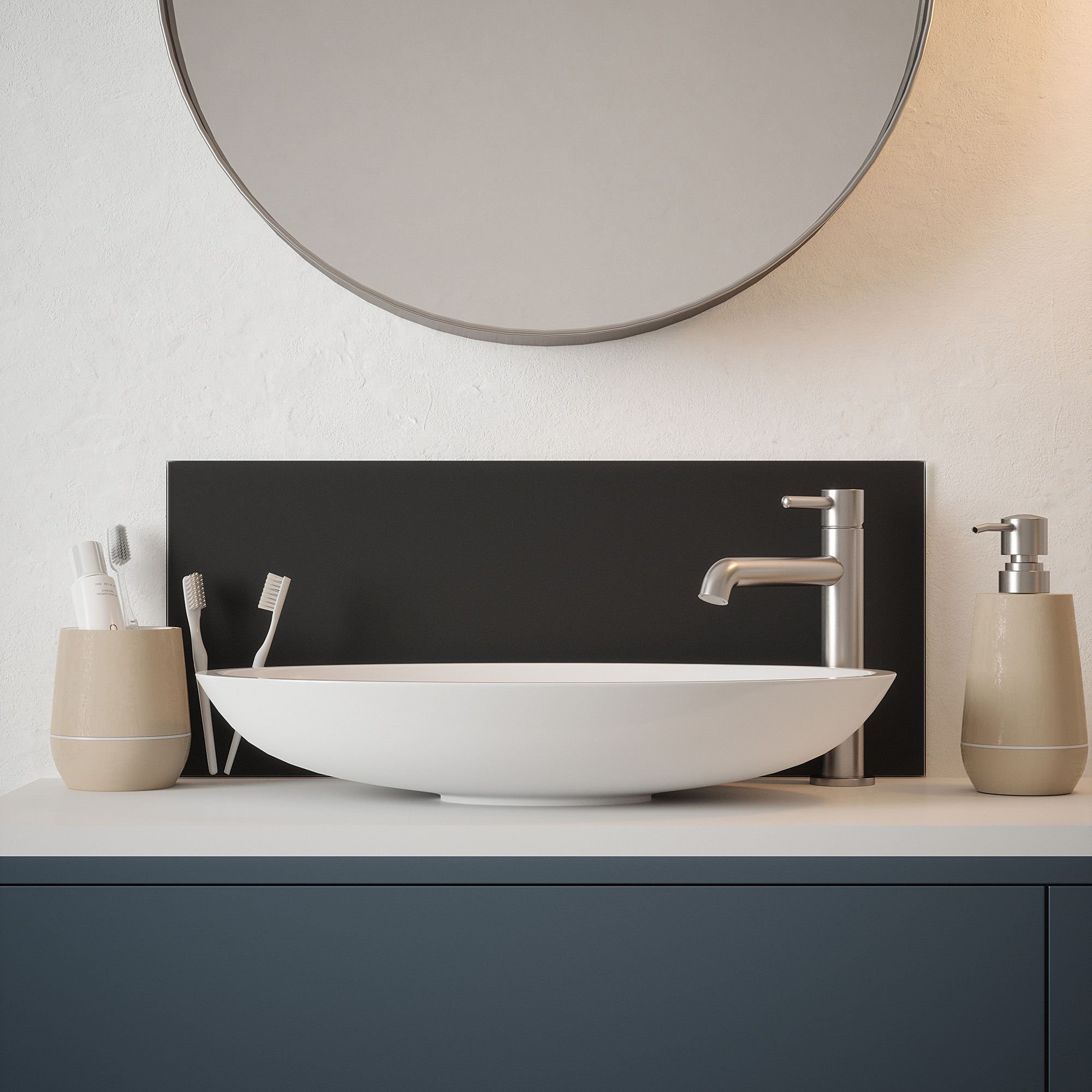 Matt Black Glass Bathroom Splashback 250x600mm