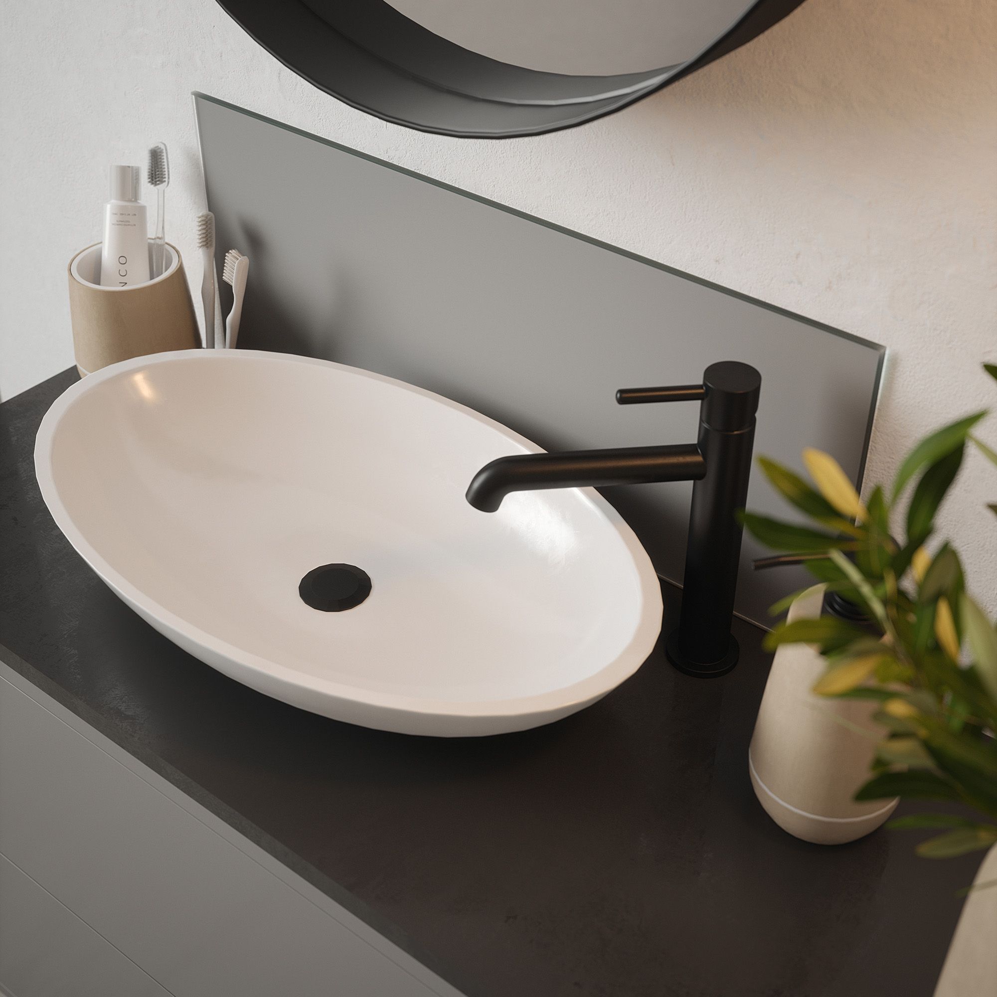 Matt Grey Glass Bathroom Splashback 250x600mm