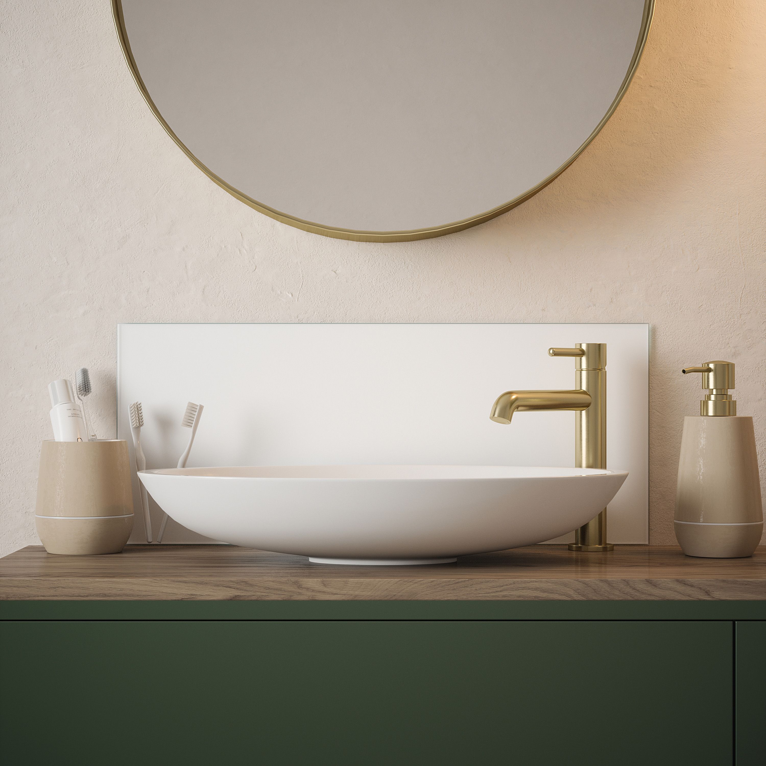 Matt White Glass Bathroom Splashback 250x600mm