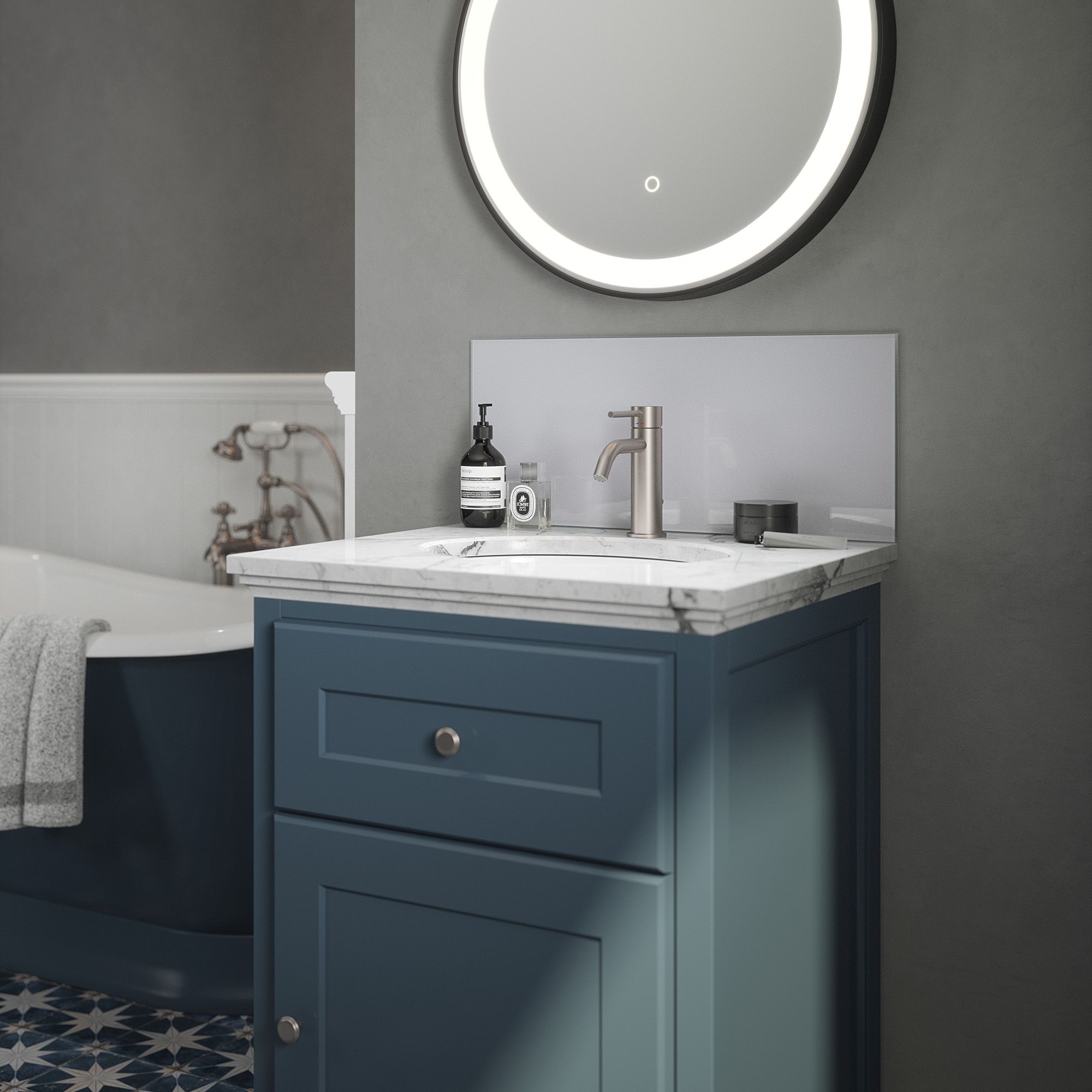 Pearl Glass Bathroom Splashback 250x600mm