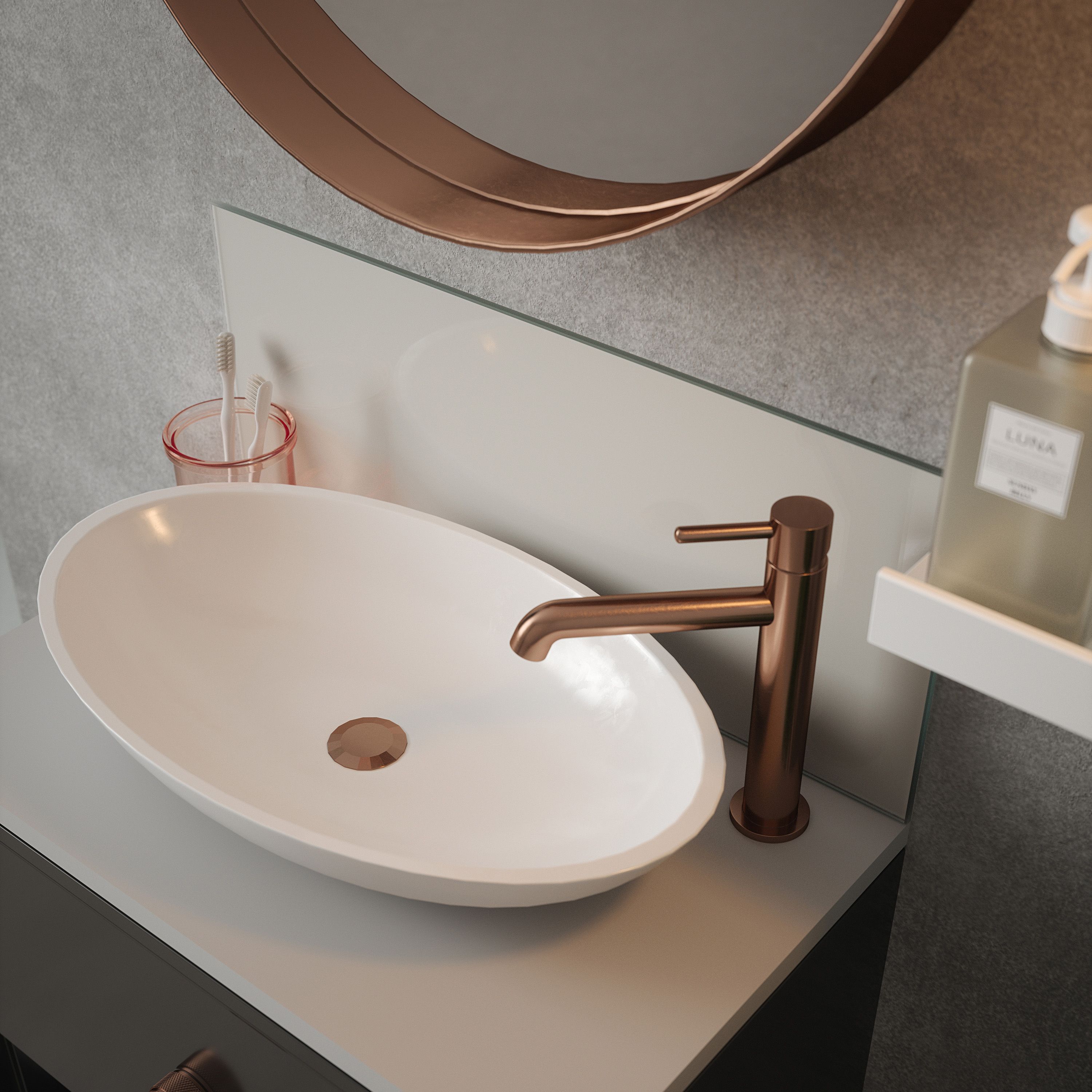 Silk Grey Glass Bathroom Splashback 250x600mm