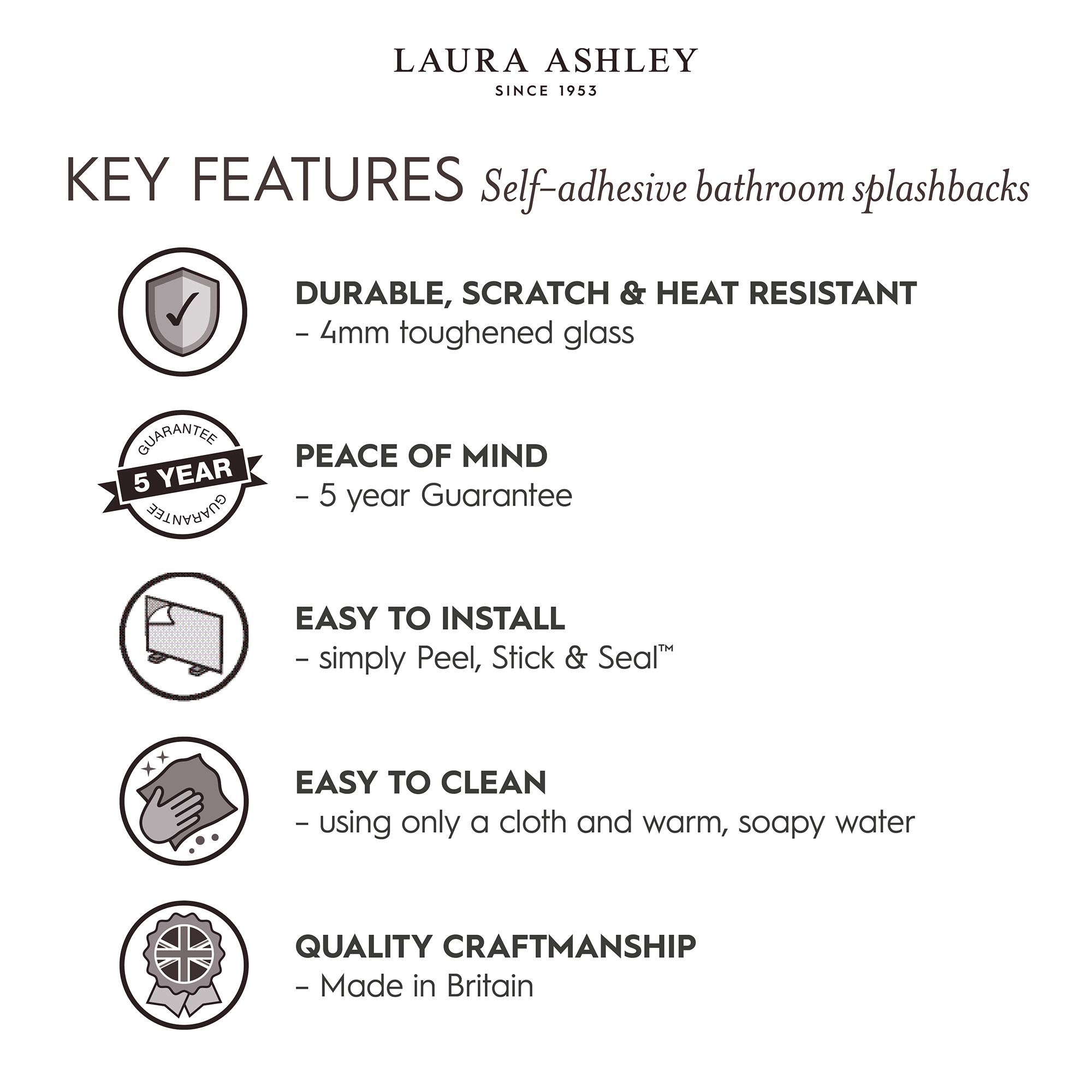 Laura Ashley Mr Jones Charcoal Splashback 25x60cm