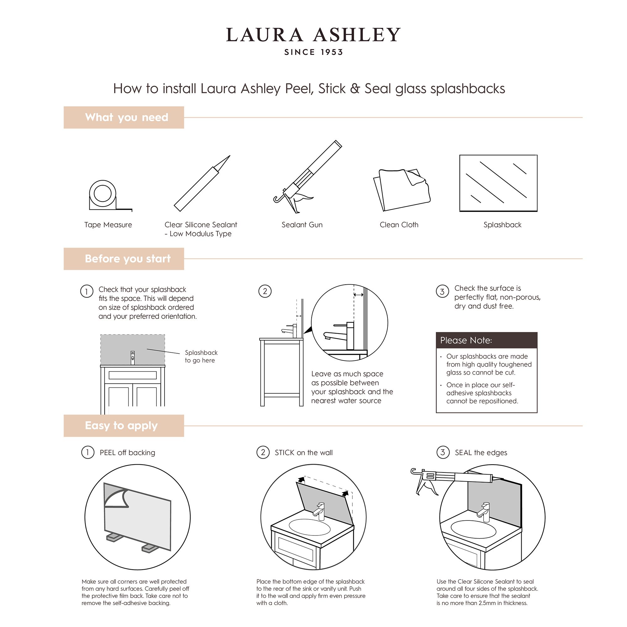 Laura Ashley Mr Jones Charcoal Splashback 25x60cm