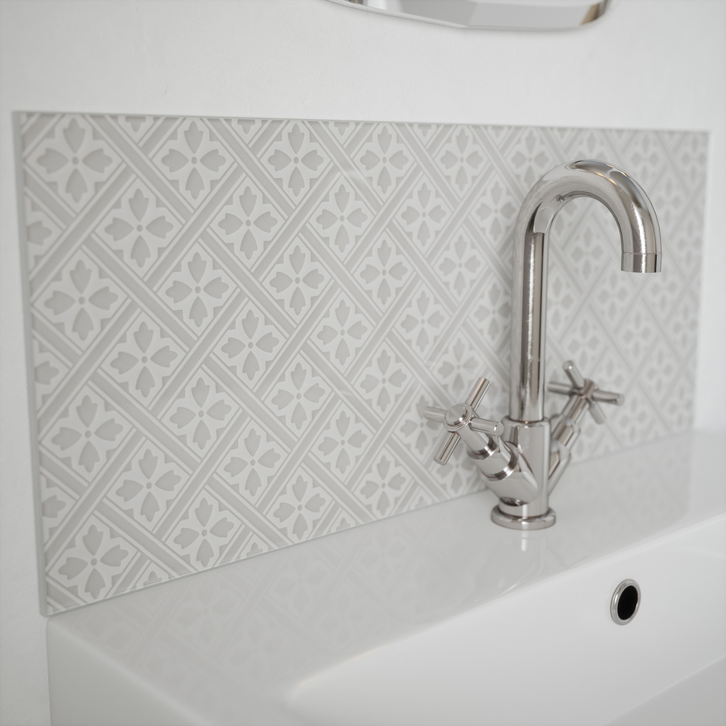Laura Ashley Mr Jones Slate White Splashback 25x60cm