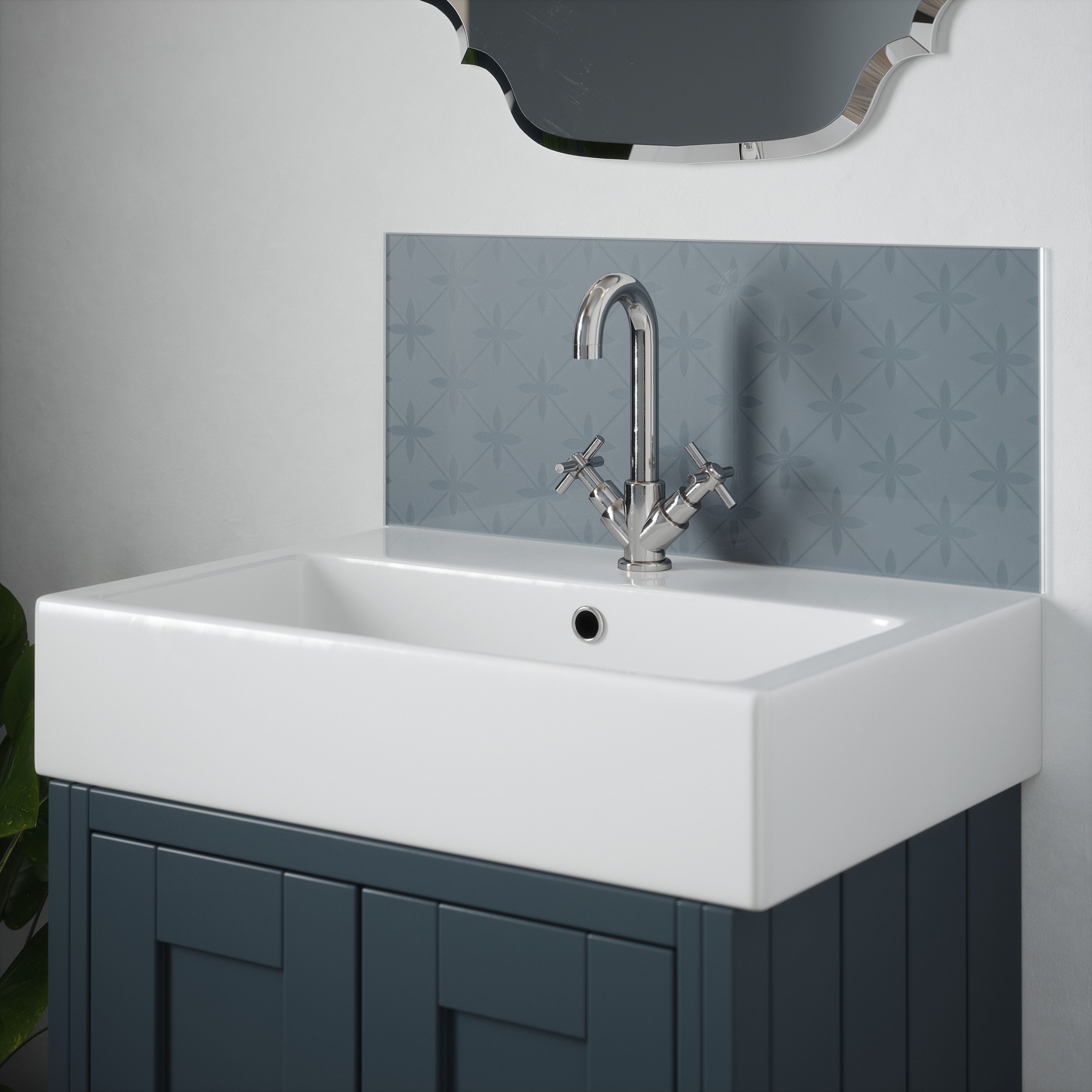 Laura Ashley Wicker Chalk Blue Splashback 25x60cm