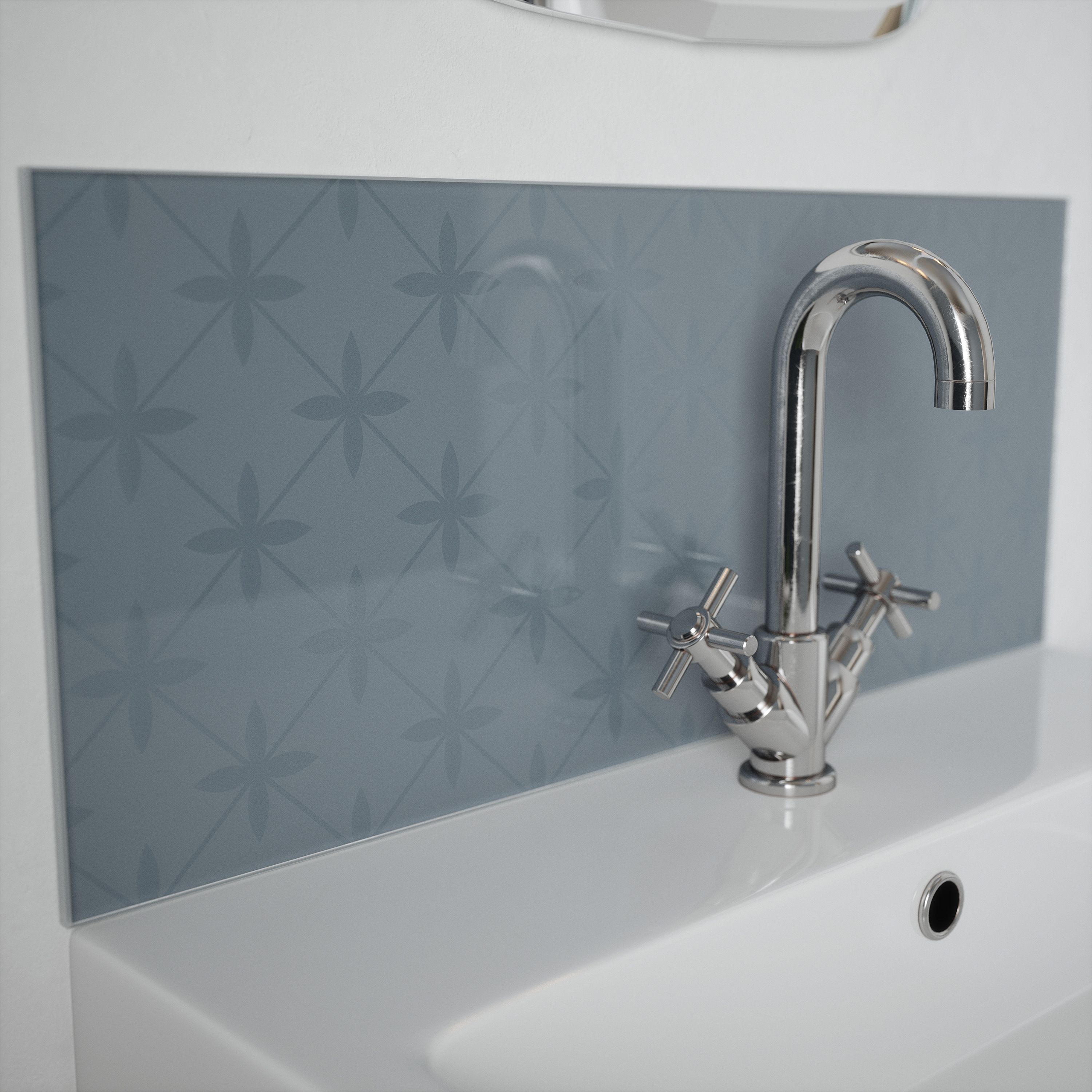 Laura Ashley Wicker Chalk Blue Splashback 25x60cm