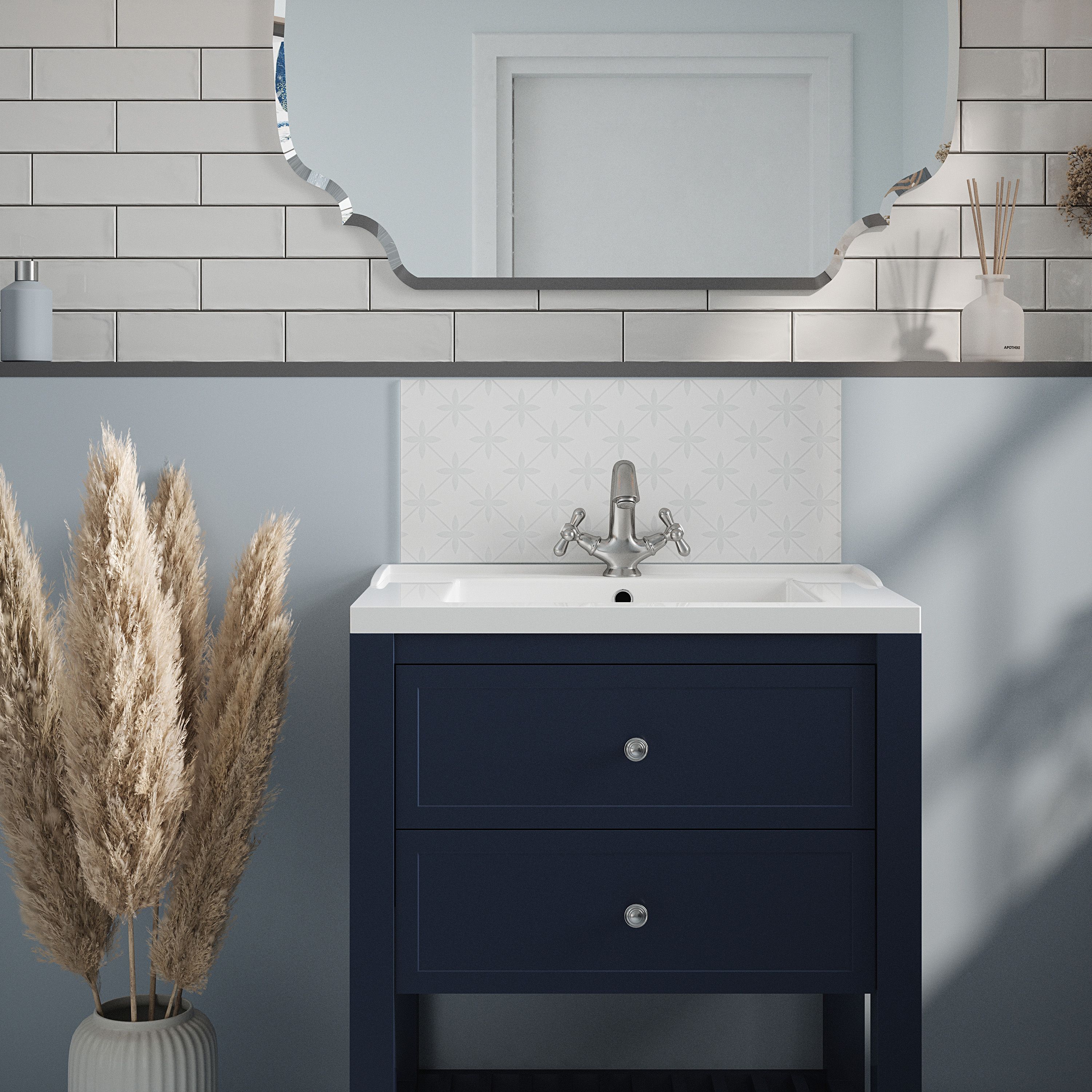 Laura Ashley Wicker Pearl White Splashback 25x60cm