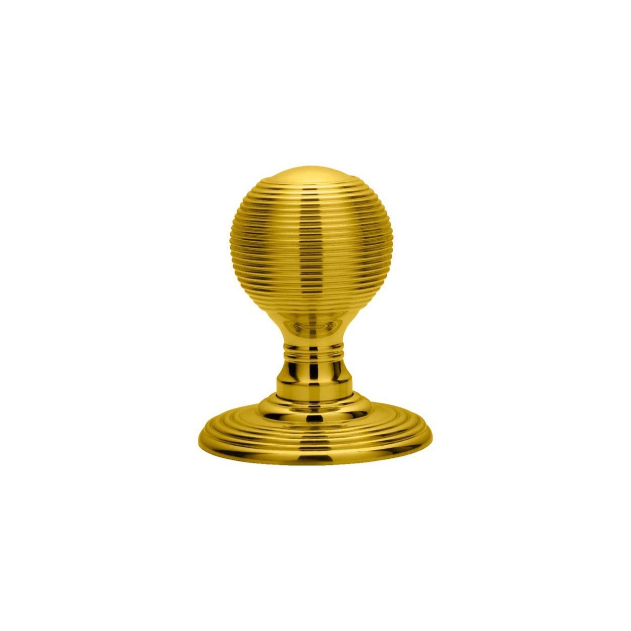 Reeded Knob Concealed Fix Polished Brass