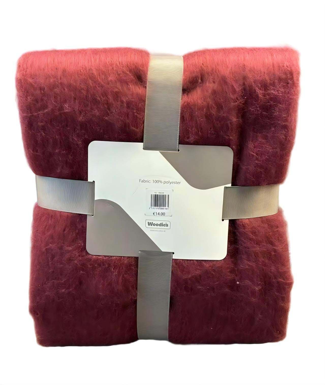 Acrylic Mohair Throw With Frayed Edge Burgundy