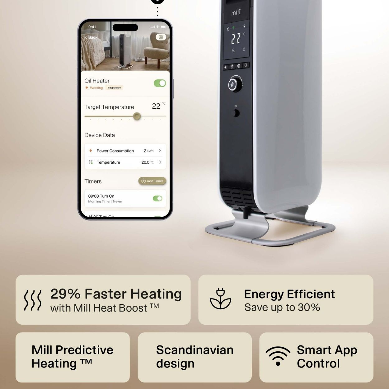 Mill Gentle Air WiFi Oil Filled Radiator 1500W  