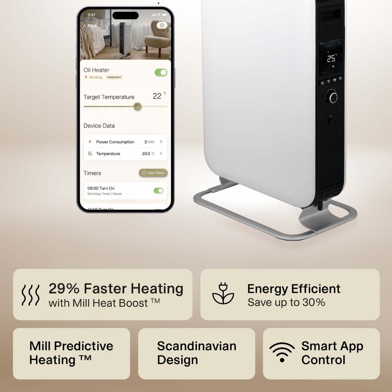 Mill Gentle Air WiFi Oil Filled Radiator 2000W  