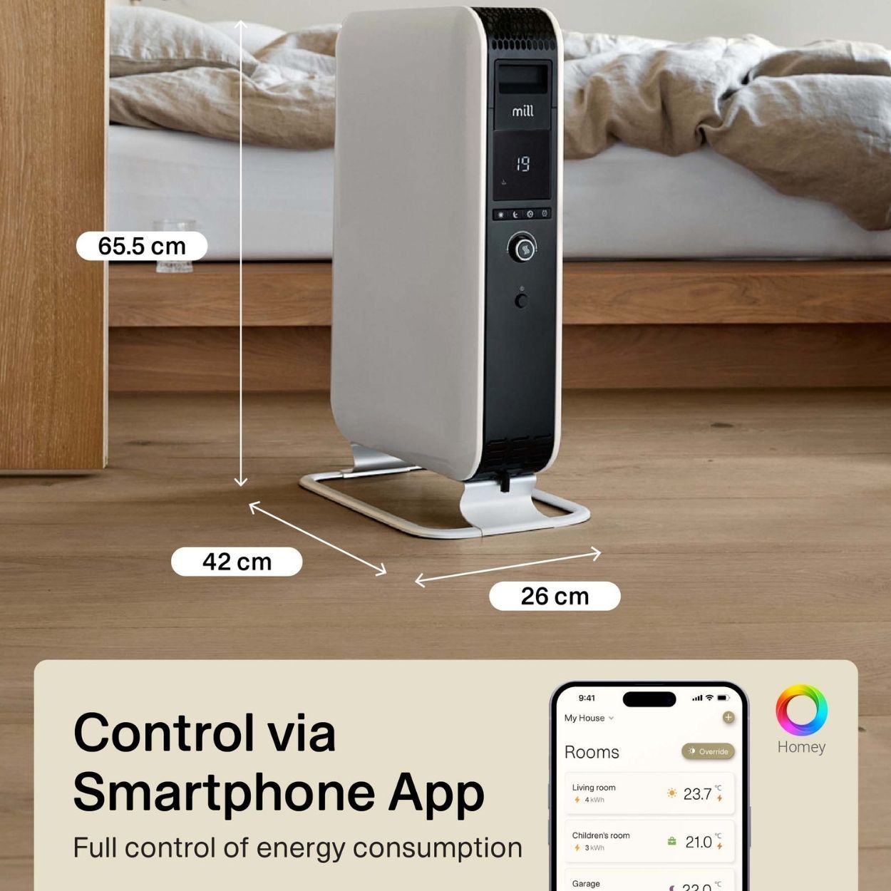 Mill Gentle Air WiFi Oil Filled Radiator 2000W  